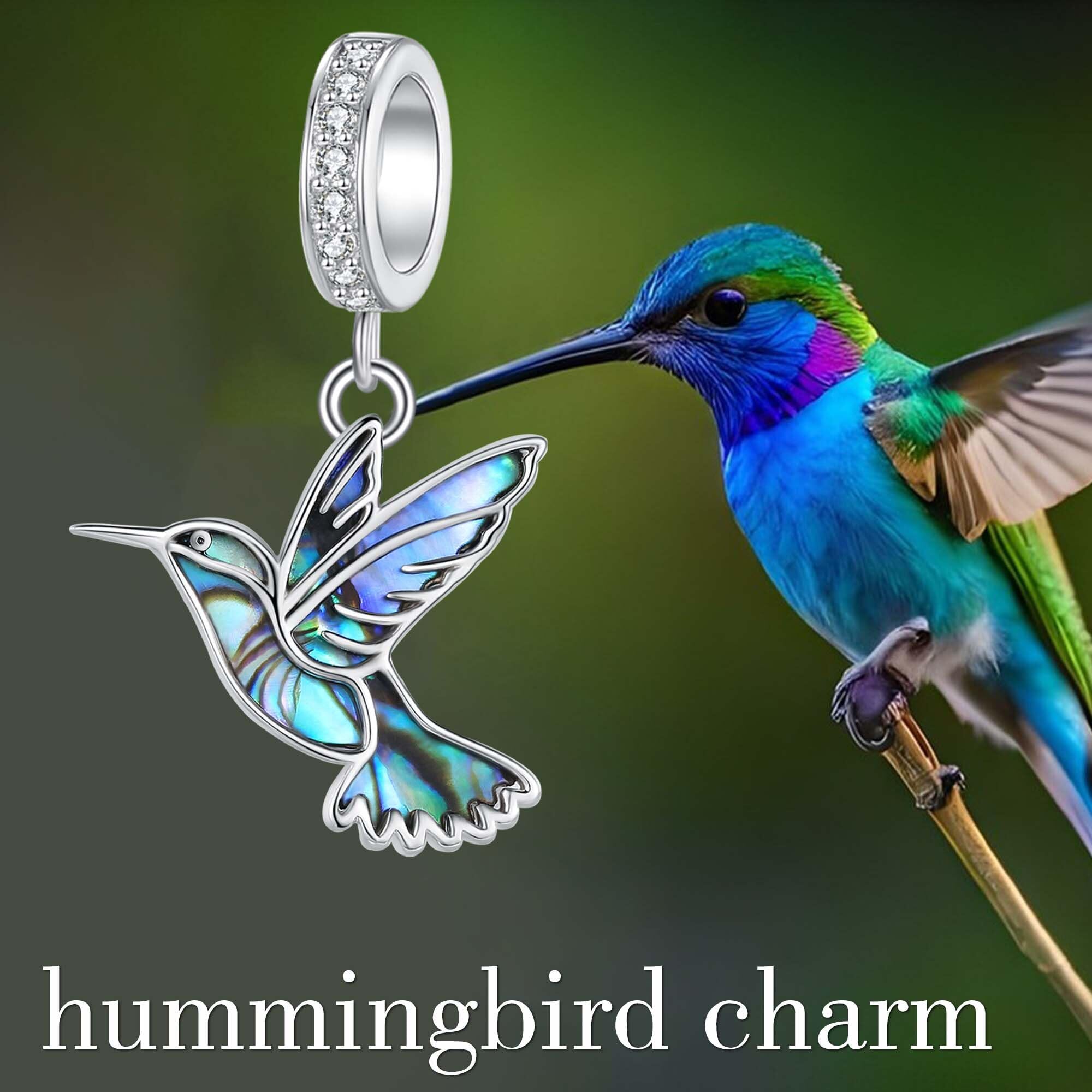 DAYLINLOVE Kolibri Charm S925 Sterling Silber Kolibri Perlen Geschenke Süßer Vogel Schmuck für Frauen Kolibriliebhaber