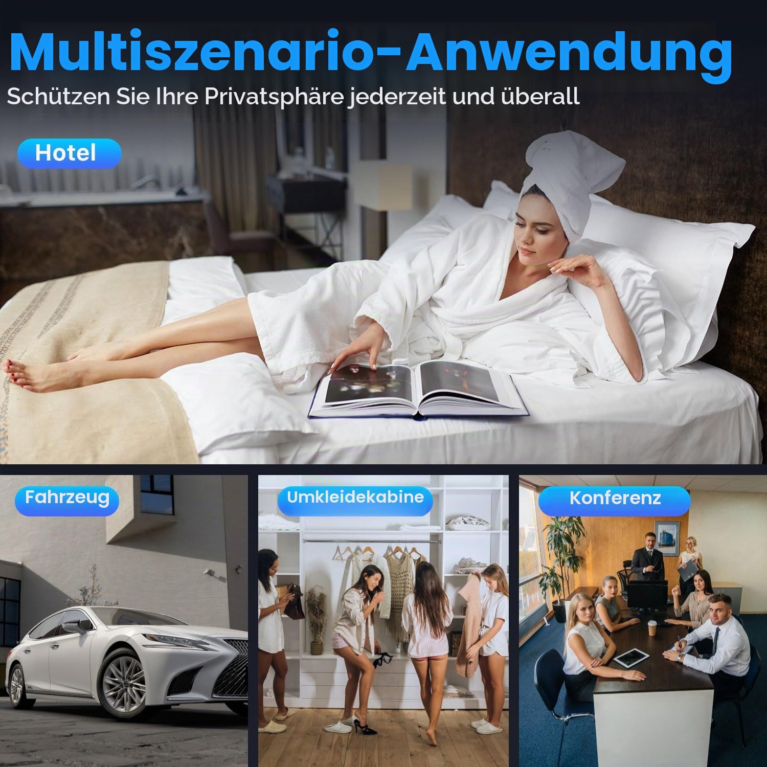 JMDHKK M8000 Versteckter Kamera-Detektor, Wanzenfinder, Kamera-Suchgerät, Abhörgeräte-Detektor für Hotels, Reisen, Fahrzeuge, Büros und öffentliche Umkleidekabinen (Schwarz)