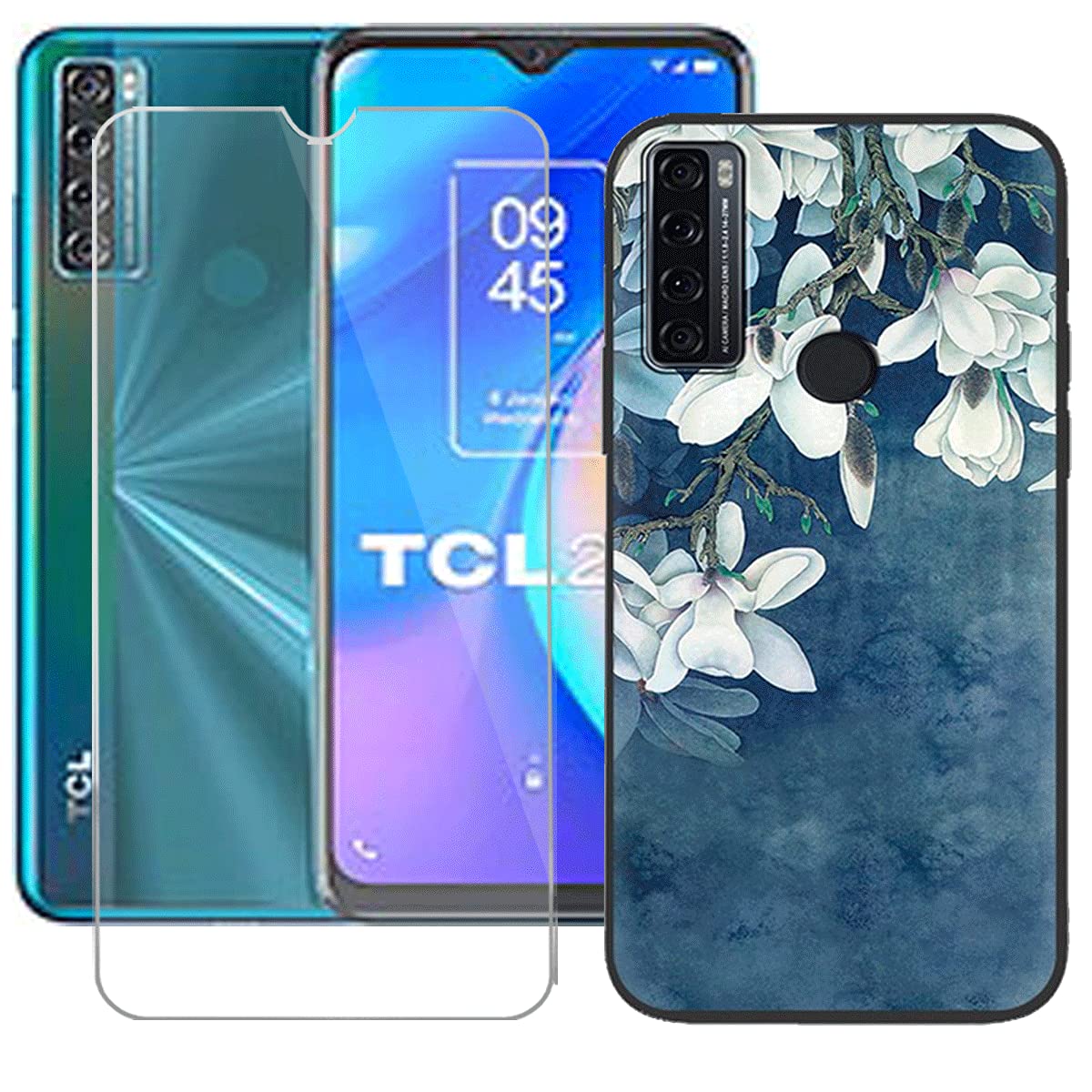 YZKJSZ Cover per TCL 20 SE + Pellicola Protettiva in Vetro Temperato, Nero Morbido Silicone Custodia Protettivo TPU Case Custodie per TCL 20 SE (6.82) - OP12
