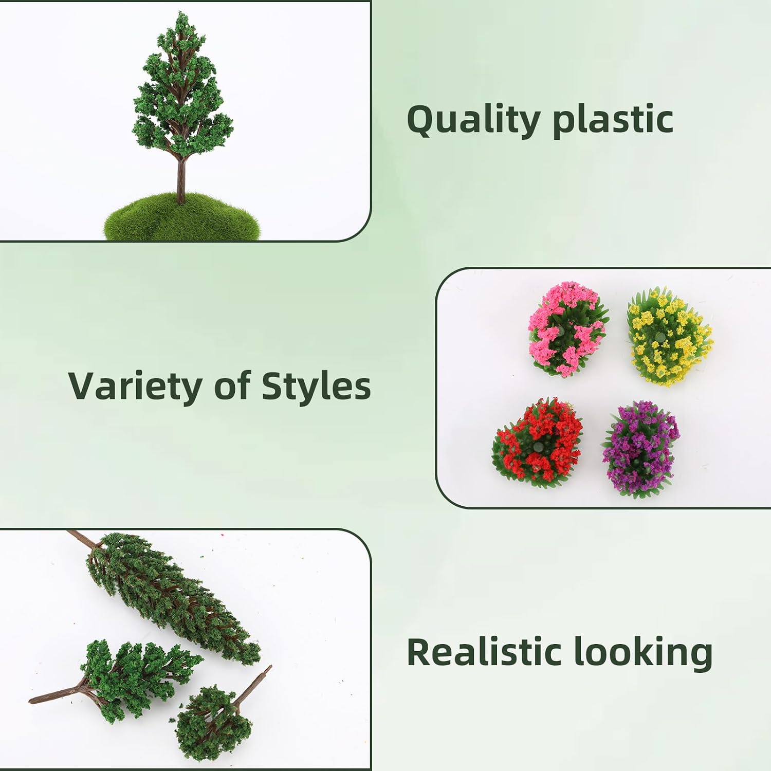47pcs Model Trees 1.37-5.11" Mixed Diorama Model Tree Colourful Flower Trees Grass Architecture Mini Trees for Crafts Building Model Railway Scenery Landscape Supplies (Style 01)