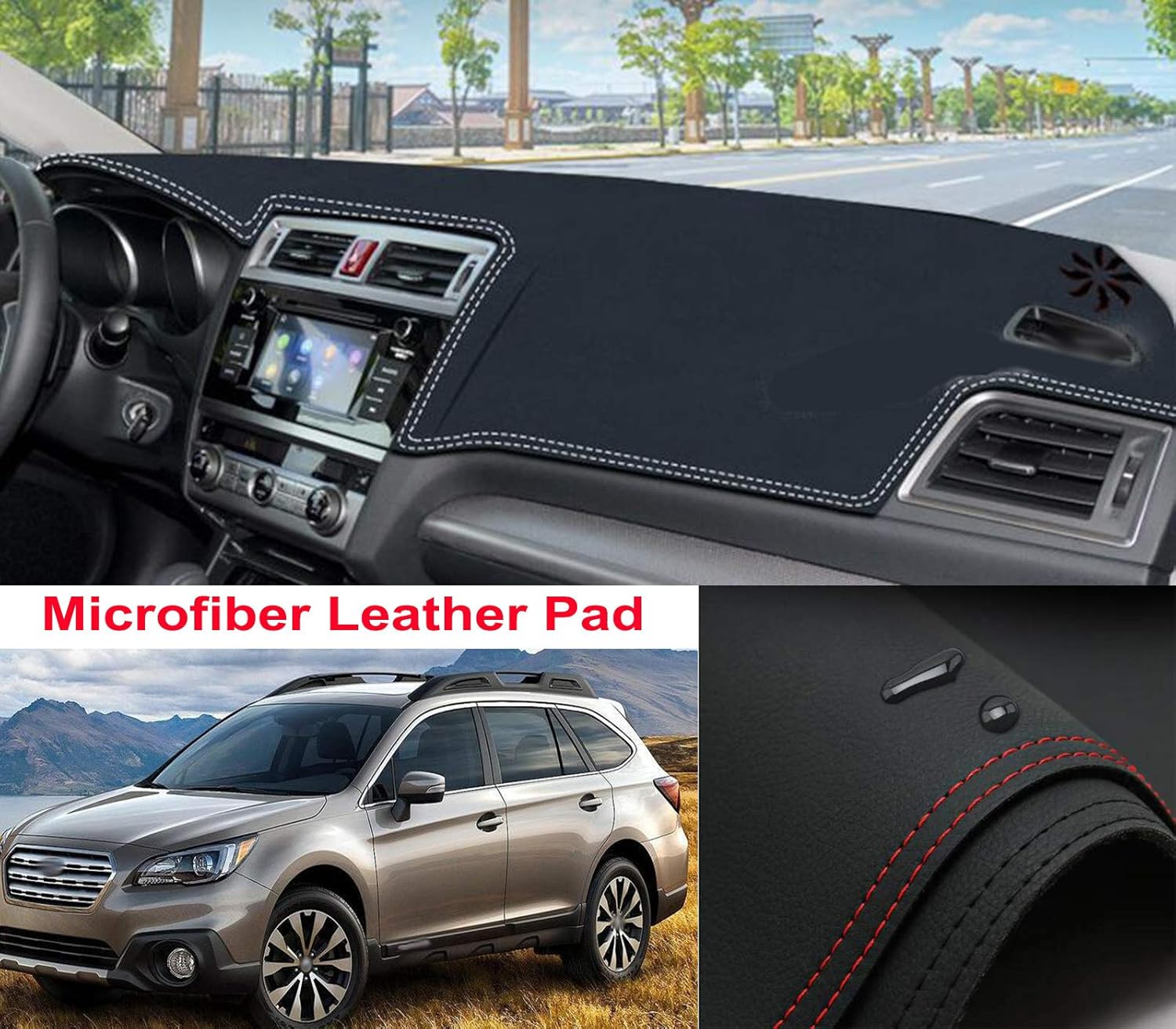 Black Leather Dash Mat Dashboard Cover Dash mat Interior Pad Compatible for Subaru Outback 2015-2019