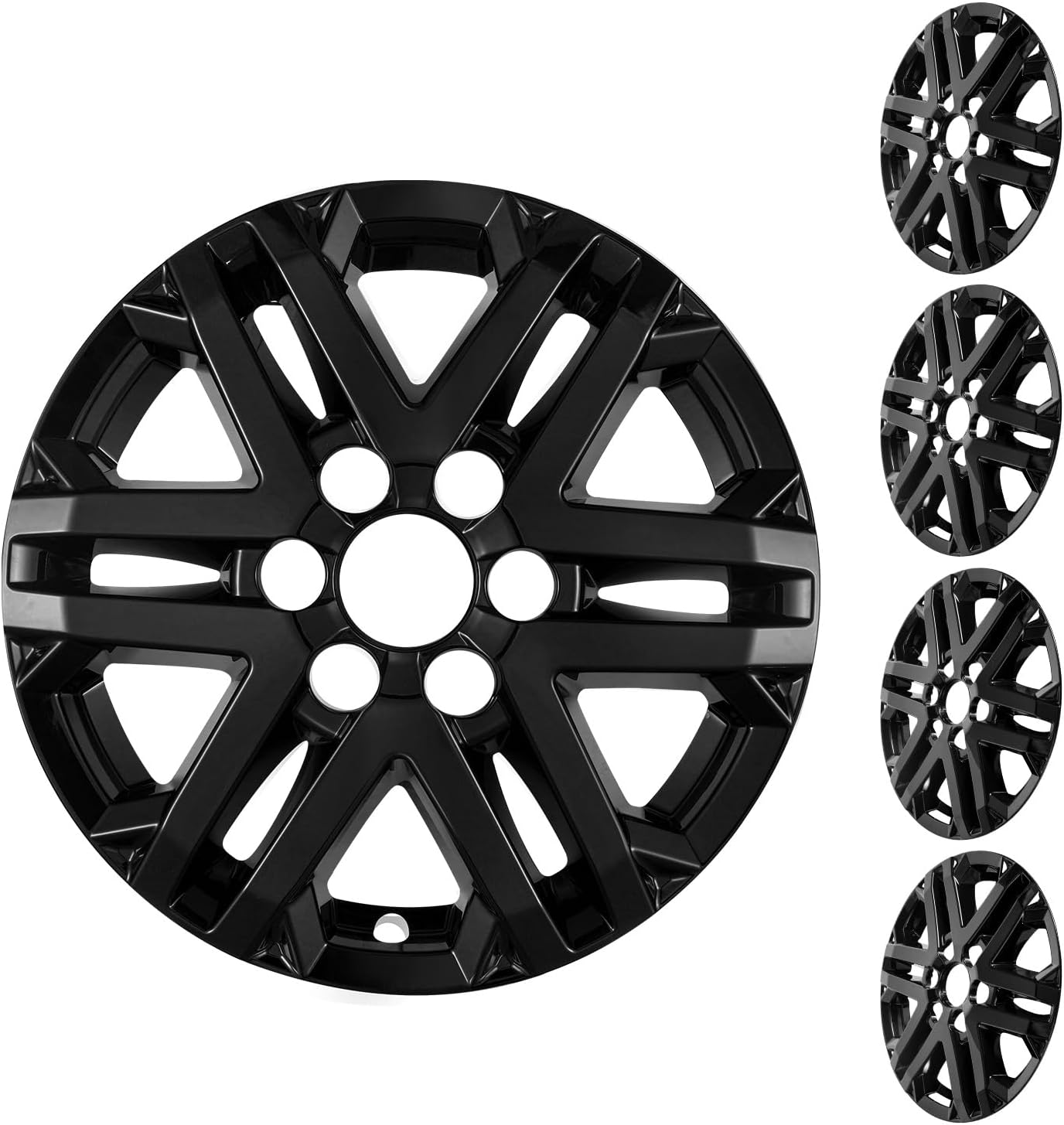 18 Inch 2022-2026 Toyota Tundra & 2023-2026 Toyota Sequoia SR5 Trim Wheel Skins, Fits Factory Alloy Wheels, Glossy Black Snap-On Wheel Covers, Set of 4
