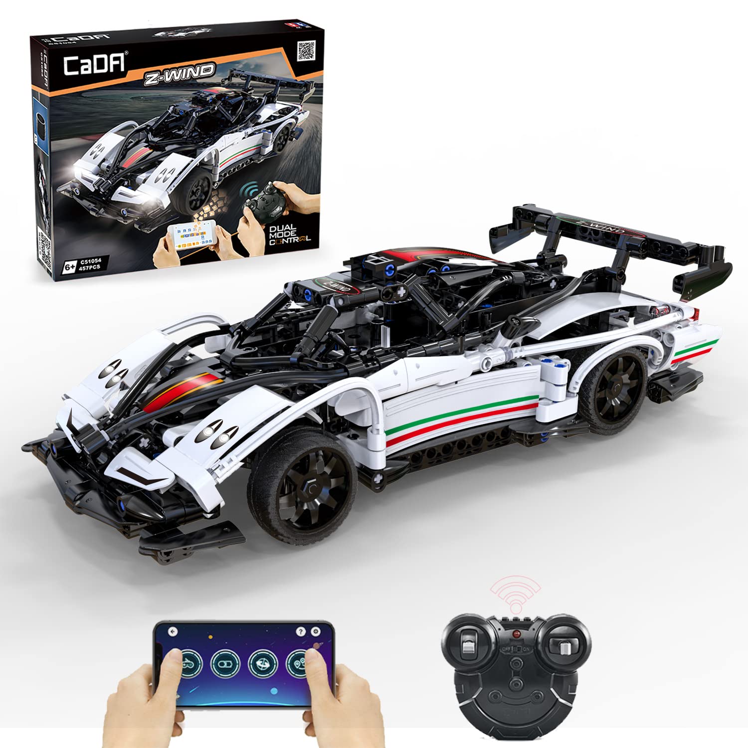 Amazon.com: Remote Control Sports Car Building Blocks Kit with Light,MOC  1:16 Scale App Programming Controlled Race Car Building Block Model Toys  for 6+ Years,Boy,Kids,Adult (457 Pieces) : Toys & Games