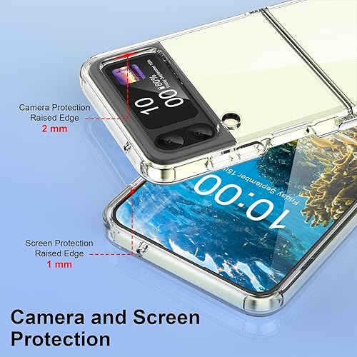 Vista 3 de WATACHE Funda para Galaxy Z Flip 3, funda Z Flip 3, transparente, delgada, transparente, bisagra a prueba de golpes, TPU suave flip3, funda