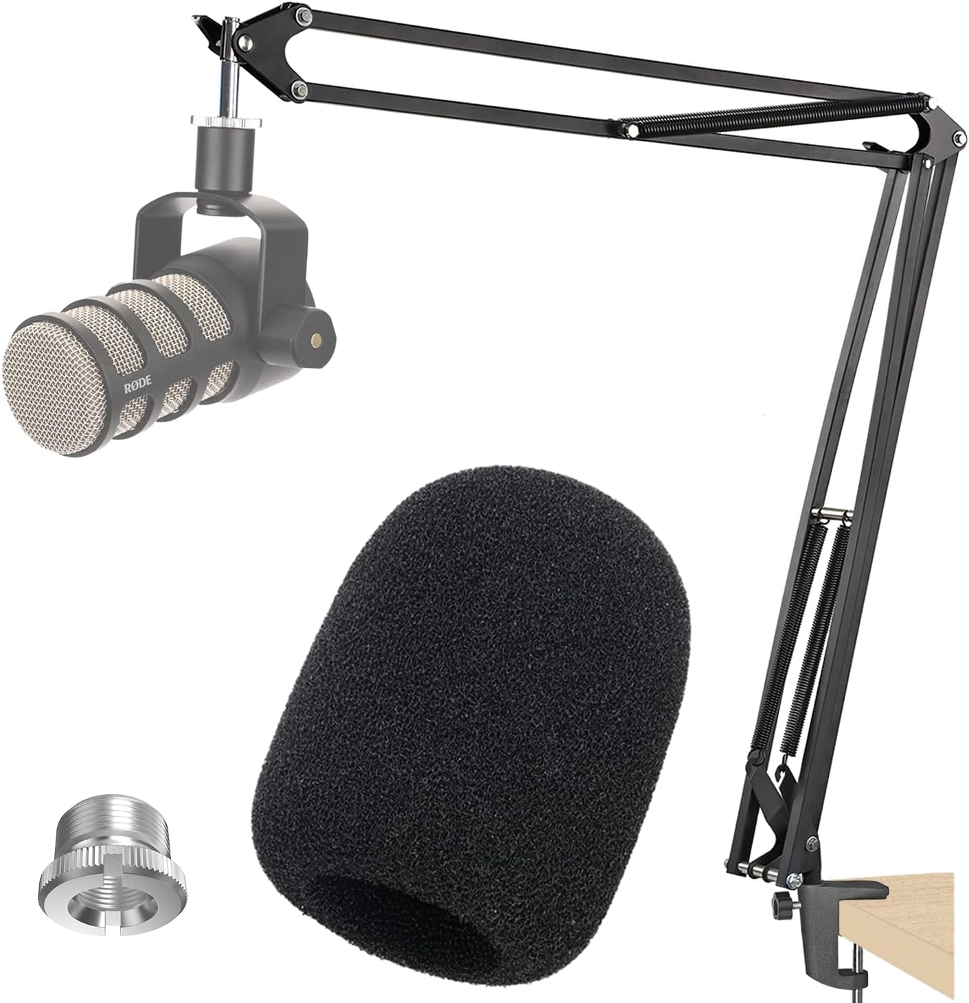 YOUSHARES Rode Podmic Stand with Pop Filter, Professional Boom Arm and Windscreen for Rode Podmic