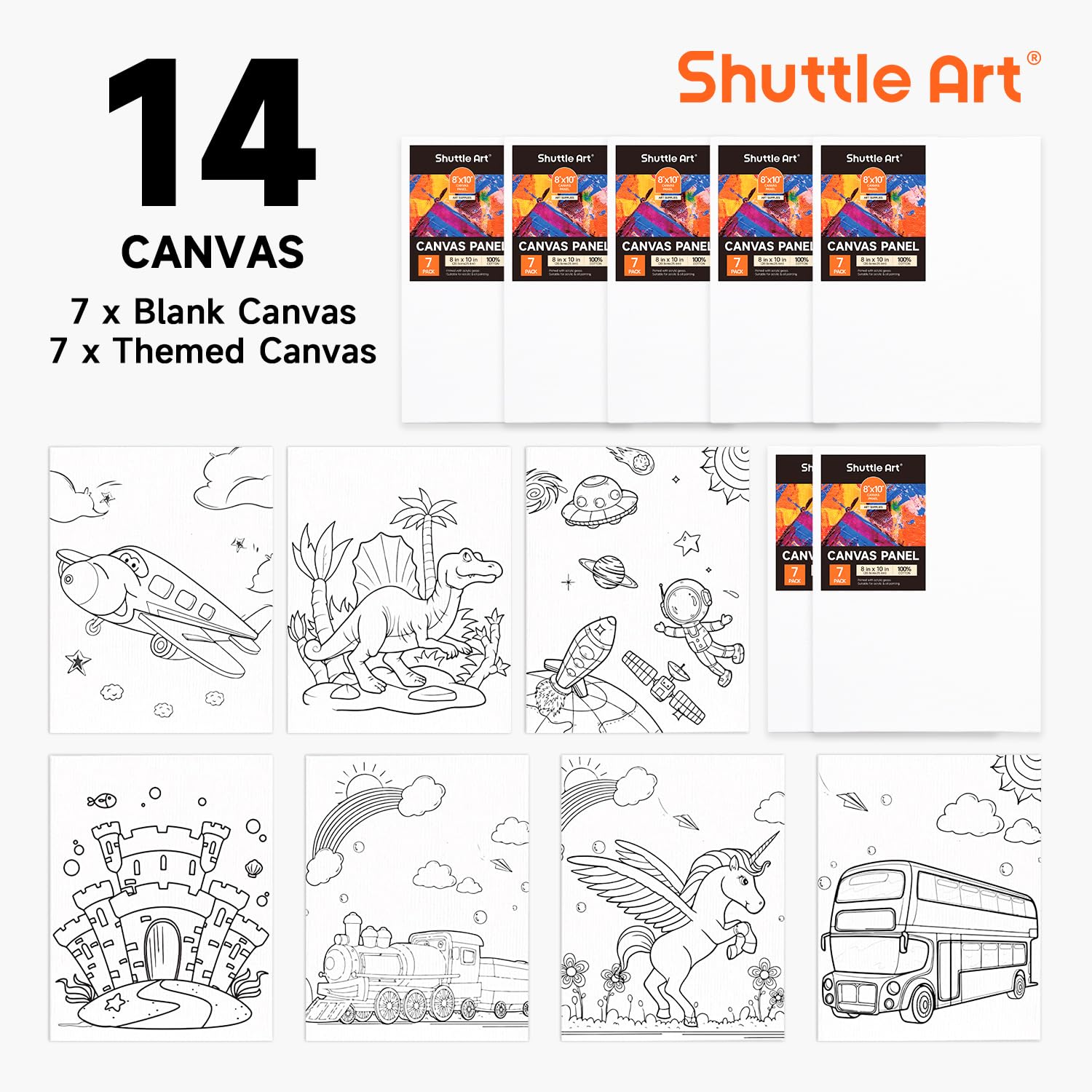 Pack 69 Kit Pittura bambini, Shuttle Set Pittura Bambini con 30 Colori Acrilici, Cavalletto Pittura Legno, Tela, Blocco da Disegno,Pennelli, Tavolozza,Tuta Set Completo Vernice per Ragazzi e Ragazze
