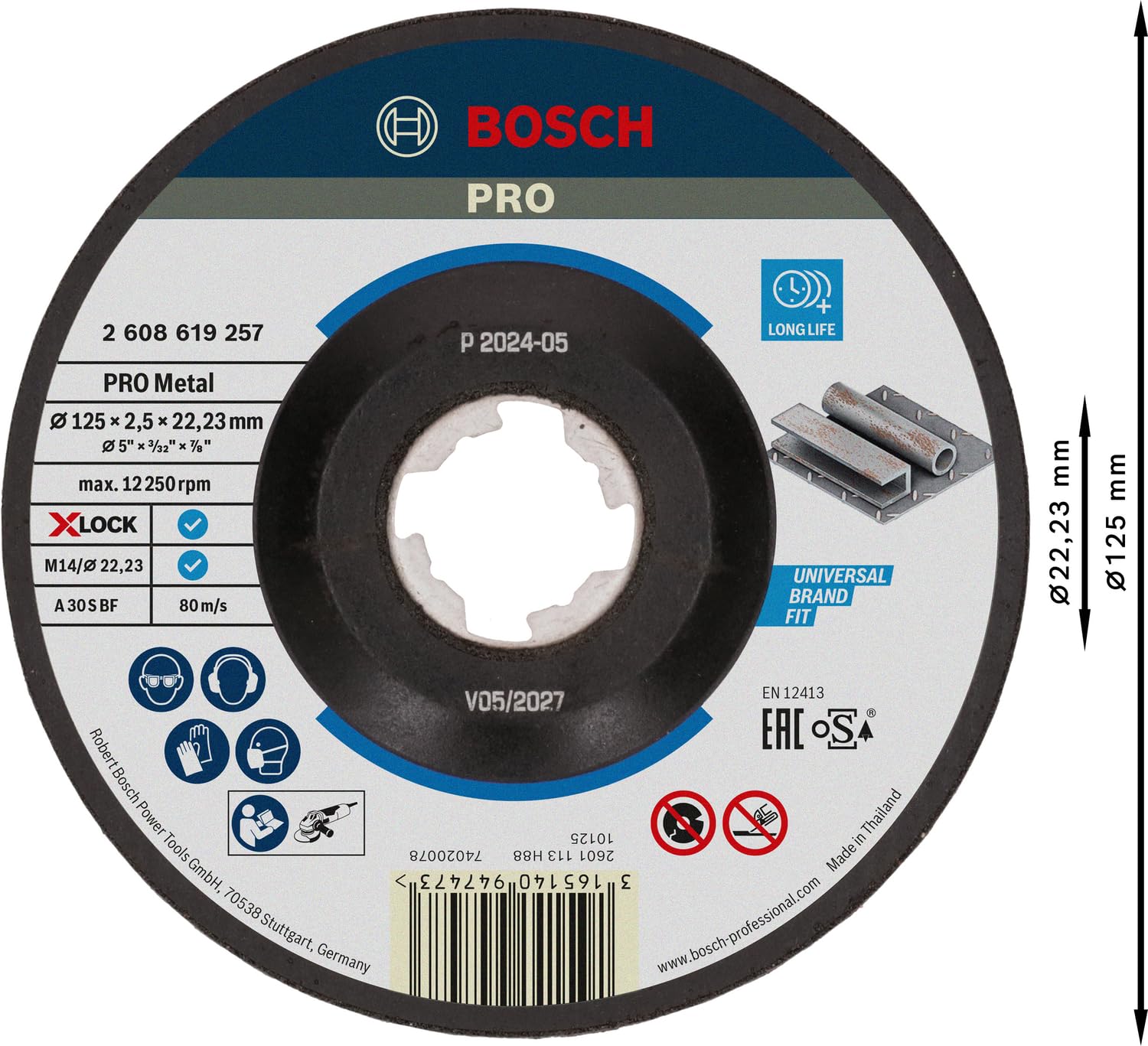 Bosch Professional Tarcza tnąca Expert for Metal (do metalu, X-LOCK, Ø 125 mm, Akcesoria szlifierek kątowych)