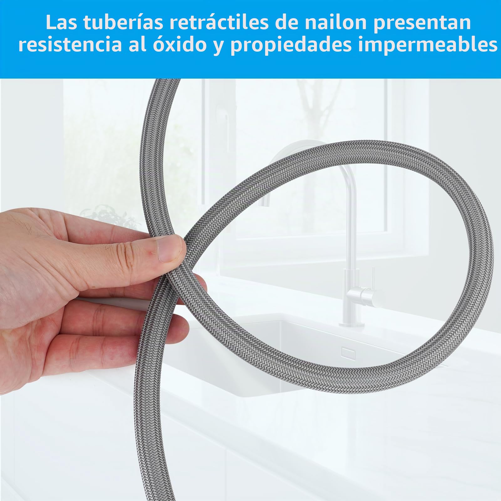 Hibbent Manguera de grifo extraíble de repuesto compatible con grifos de cocina Hansgrohe/Grohe con 6 adaptadores, estándar 88624000/46174000/46092000 modelo de repuesto de manguera, 59 pulgadas, con