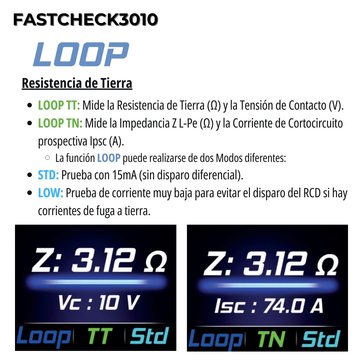 KPS-FASTCHECK3010 Comprobador Multifunción - Cableado de Enchufe, Prueba de Diferenciales RCD, Impedancia de Bucle, Armónicos y THD% - Con APP compatible