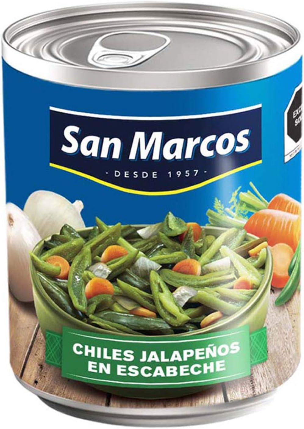 San Marcos, Rajas de Chiles Jalapeños en Escabeche, Lata de 380 gramos