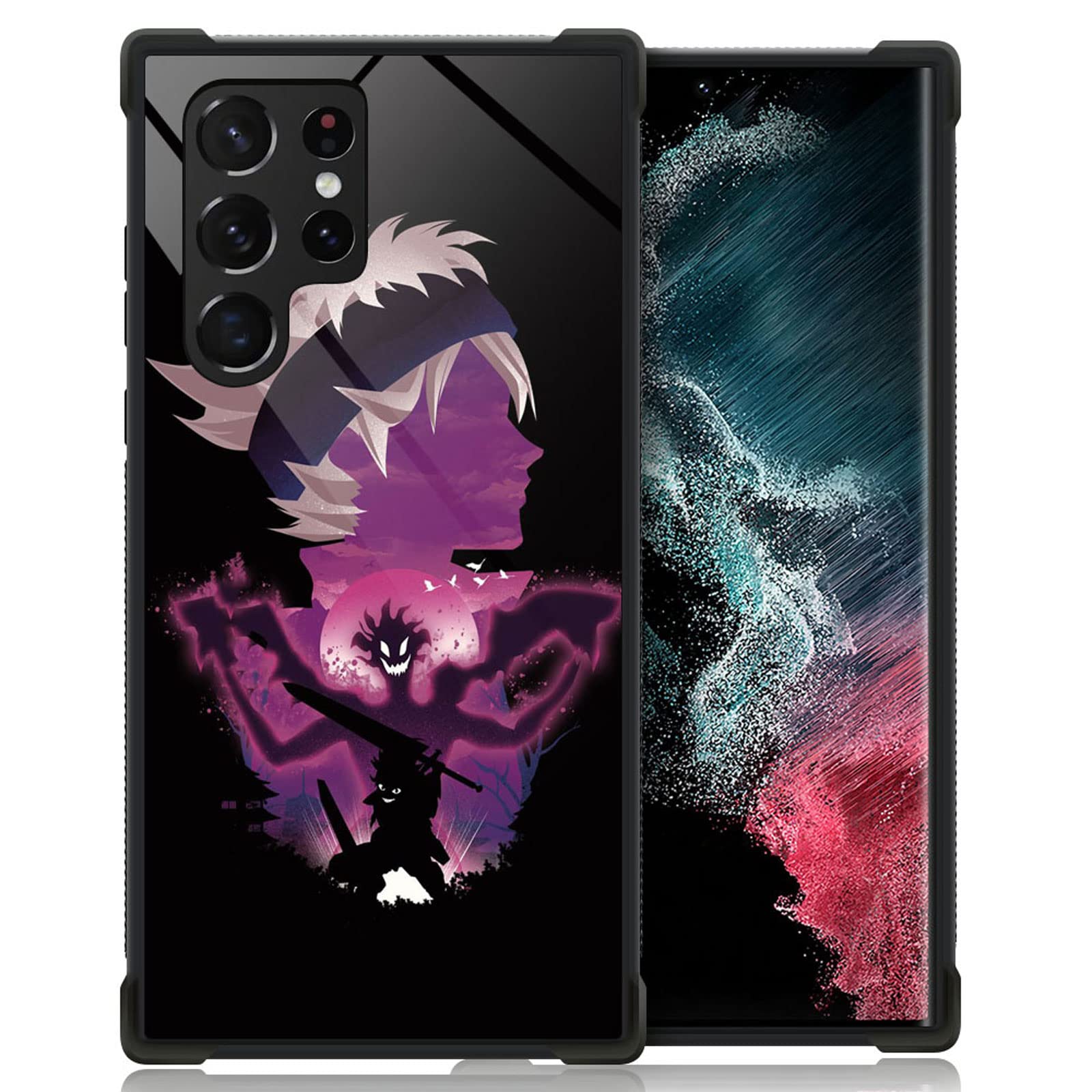 CARLOCA Compatible with Samsung Galaxy S22 Ultra Case,Purple Anime face Pattern Ultra Protection Shockproof Soft Silicone TPU Non-Slip Back for