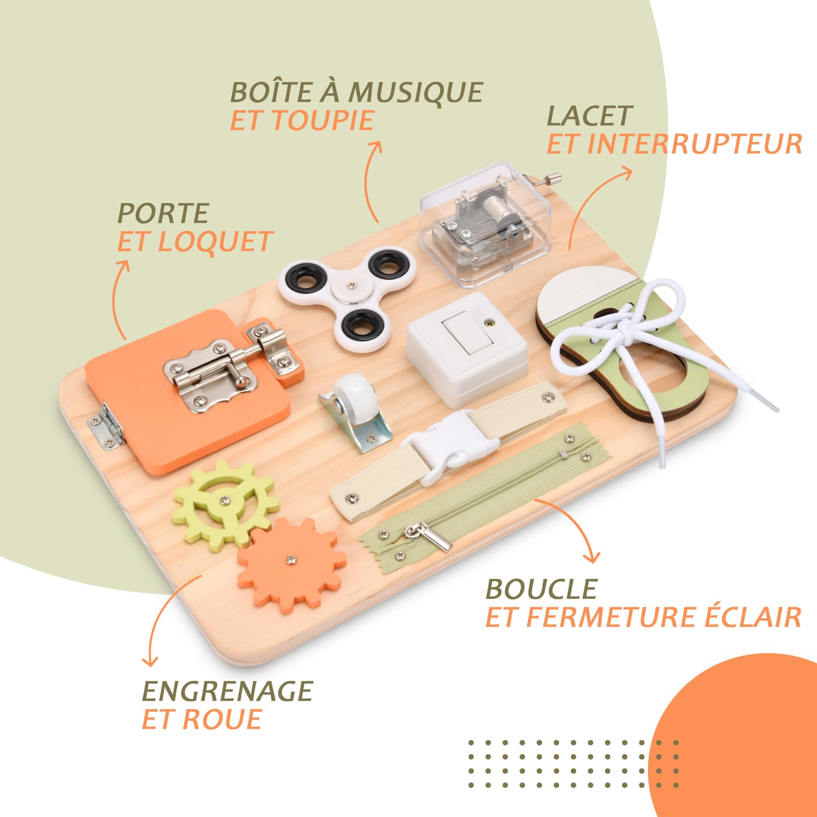 Tableau d'Activités Montessori en Bois Jouet Éducatif Motricité Sensoriel pour Enfants Autistes TDAH