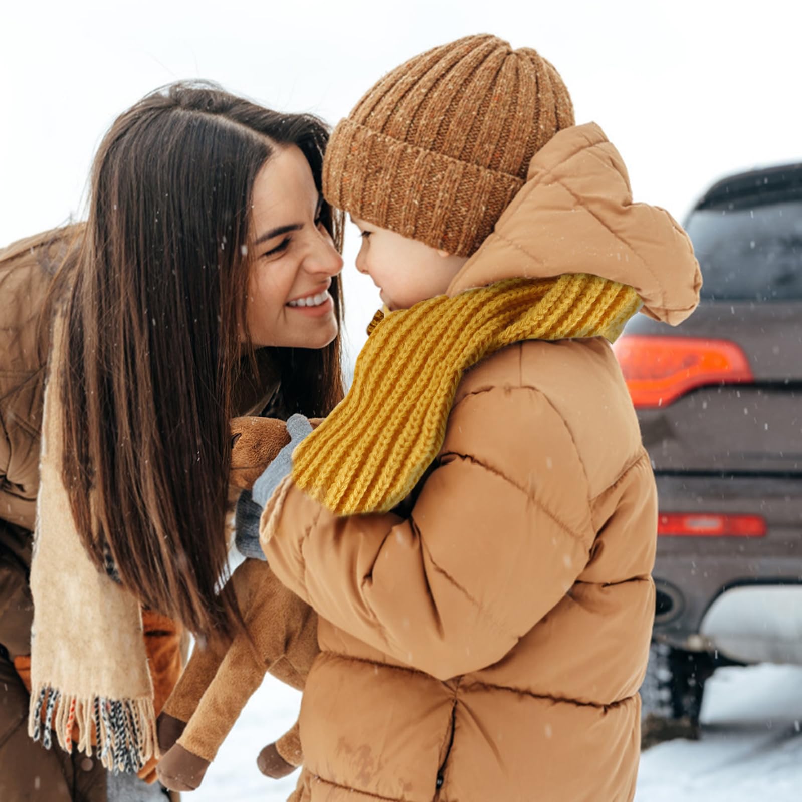 XIHIRCD 2 Bufanda para Niños, Bufandas de Punto Pequeñas Calentador Cuello Invierno Ropa de Invierno para Niños Pequeños, Niñas y Niños en Clima Frío (Jengibre, Naranja Brillante)