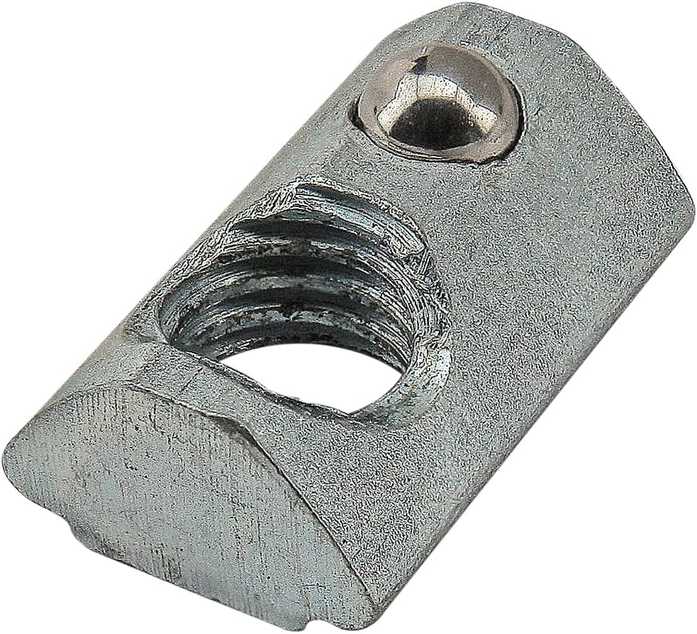 8020, 13084, 20 Series M5 x 0.8 Steel Self Aligning Roll in T-Nut with Ball Spring - T Slot Accessories for 80/20 Aluminum Extrusion - Hardware Nuts (25 Pack)