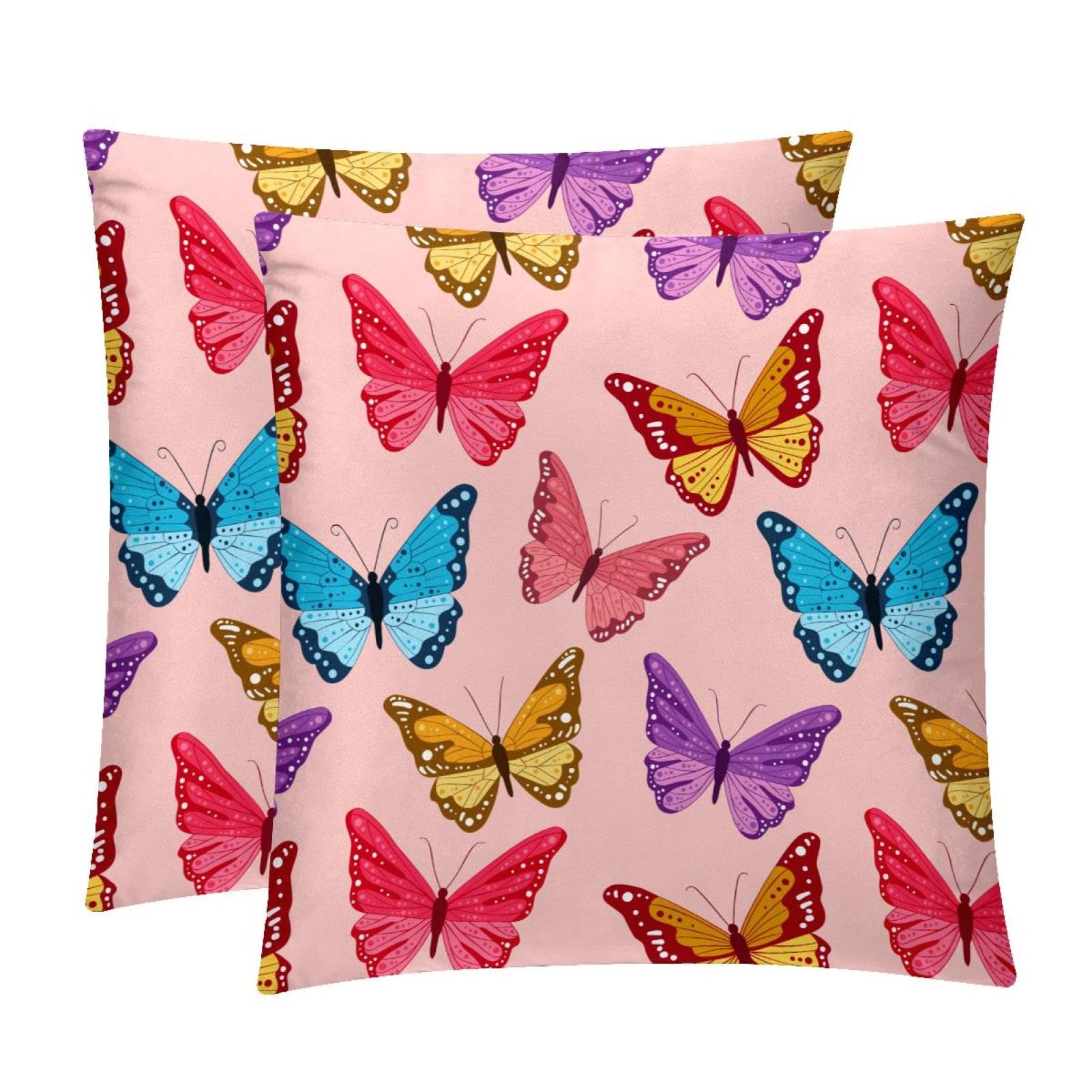 TDGKPZ Colorful Butterfly Throw Pillow Covers 2 Pack Cushion Cases Decorative Pillow Cases Home Decor 45x45cm