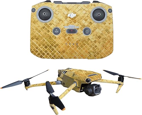 MightySkins Skin compatible con DJI Mavic 3 - Azulejos dorados | Funda protectora duradera y única de vinilo | Fácil de aplicar, quitar y cambiar