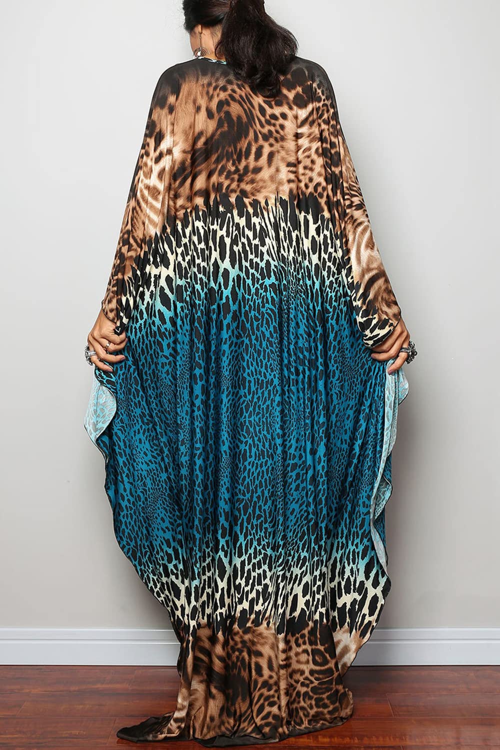 Letnia kwiecista luźna kaftan boho plaża bikini okrycie sukienka plus size szlafrok dla kobiet