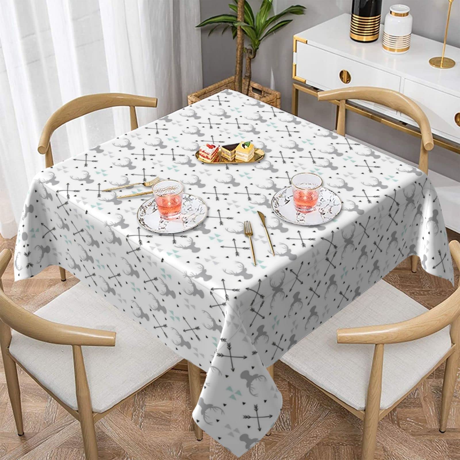 Lawenp Hunting Arrows Triangles Deer Square Wrinkle-Free Table Cloth Cover Table Decorative for Wedding Dinning Party Banquet Tabletop