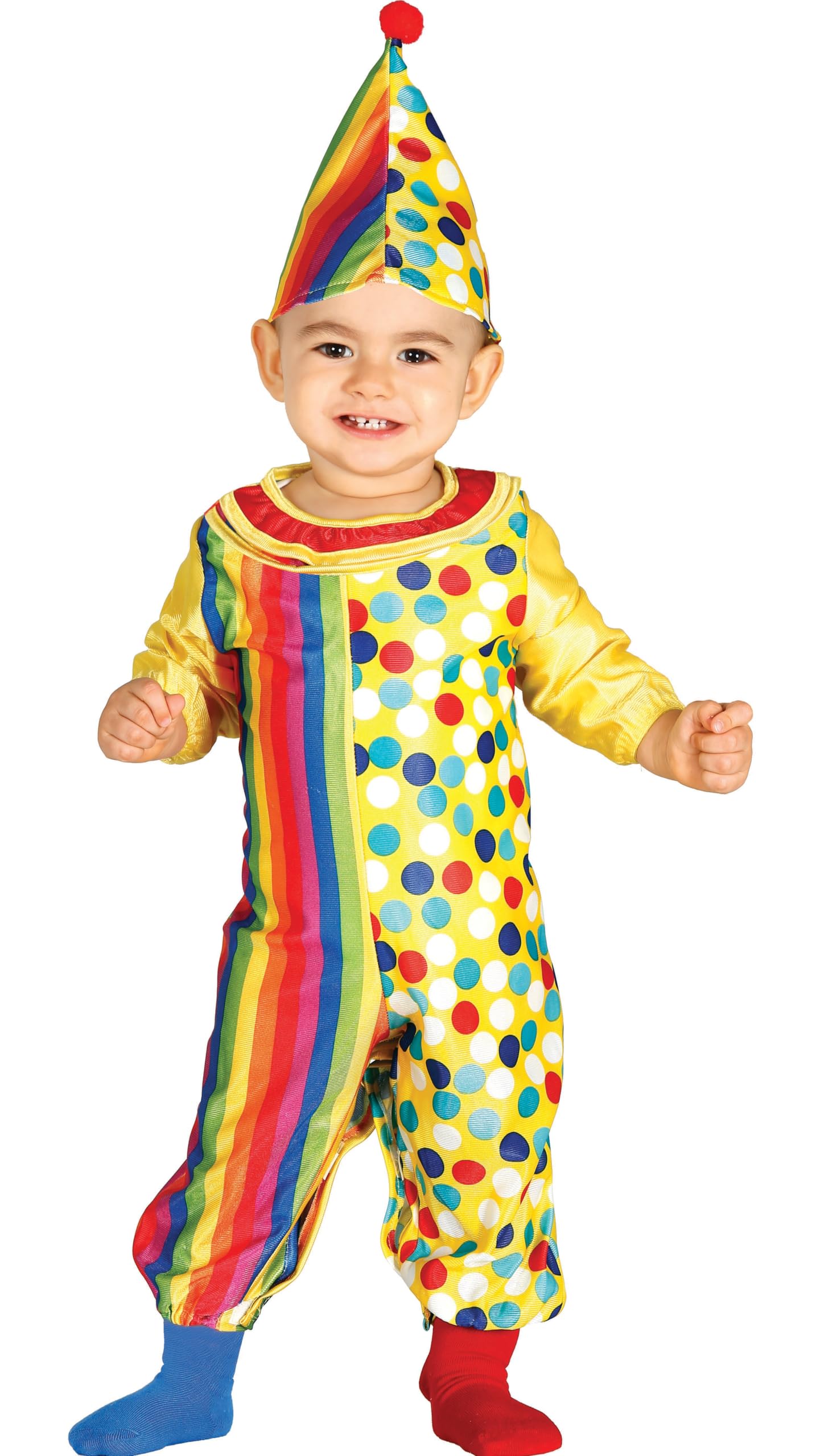 FIESTAS GUIRCA | Baby Clown Fancy Dress Costume (18-24 Months) - Hat and Jumpsuit - Circus and Comedy Costumes for Halloween, Carnival and Fancy Dress Parties - Ideal for Unisex Babies - Multicoloured