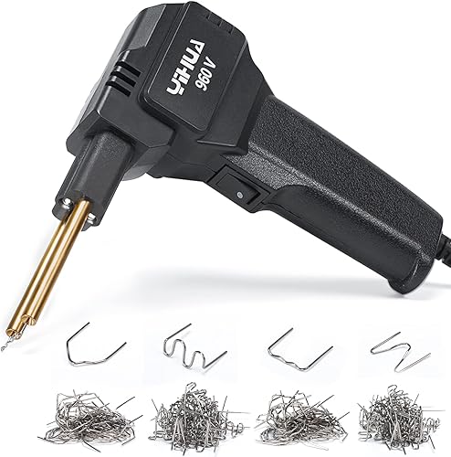 YIHUA Kit de soldadura de plástico portátil de 960 V, grapadora caliente con luz LED, 200 grapas calientes, cortador de asistencia para reparación