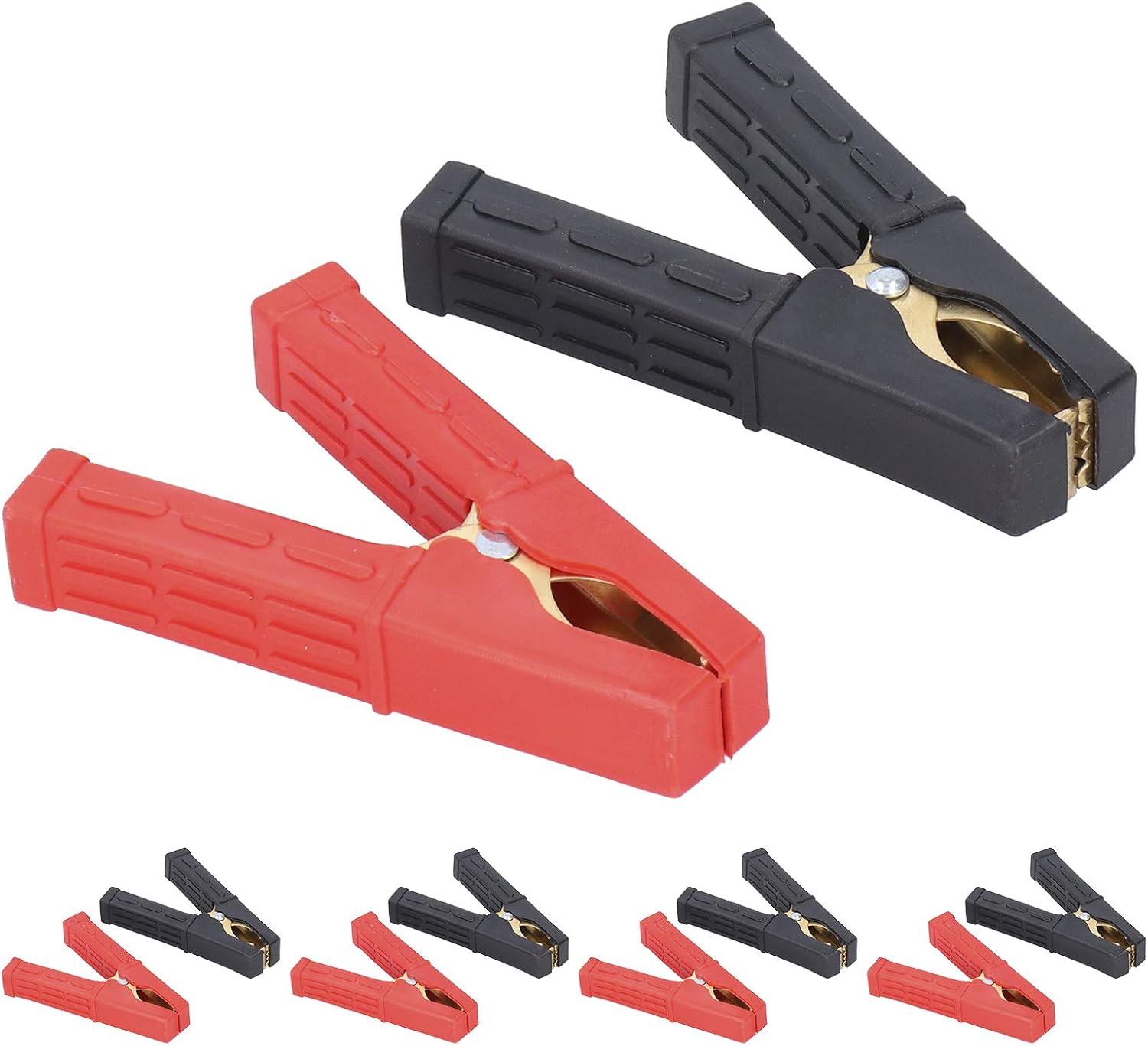 10pcs Battery Cable Clamps, 100A Pure Copper Clips with Red and Black Insulated Handles, Heavy - Duty Wire Clamps for Car Battery Charging and Electrical