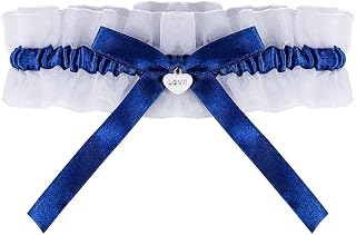 1 Piece Bridal Lace Garter, Wedding Garter Elasticated Garter Wedding Garter Ivory Personalised for Brides Must Have for Wedding Bridal Wedding Accessories, Blue and White
