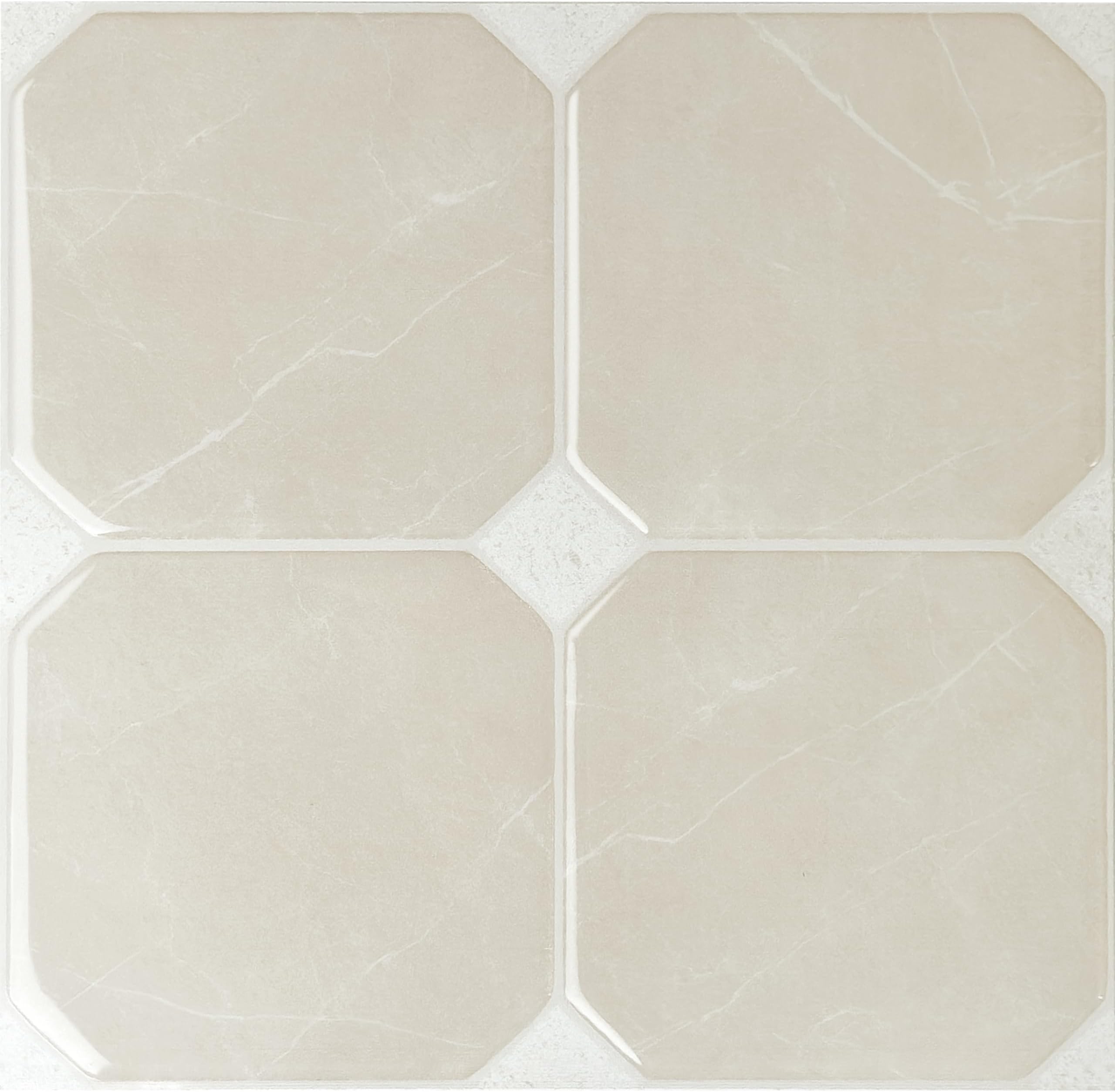 Peel and Stick Backsplash - 5 Sheets of 7,75" x 7,75" Betera Beige - 3D Adhesive Peel and Stick Tile Backsplash for Kitchen, Bathroom, Wall Tile