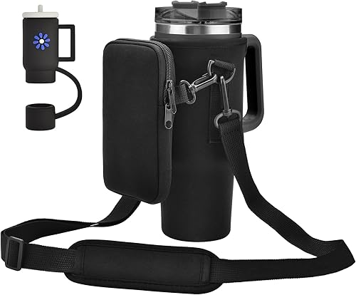 Bolsa de transporte para botella de agua, soporte para botella de agua para vaso de 3040 oz con asa, correa ajustable para deportes al aire libre,