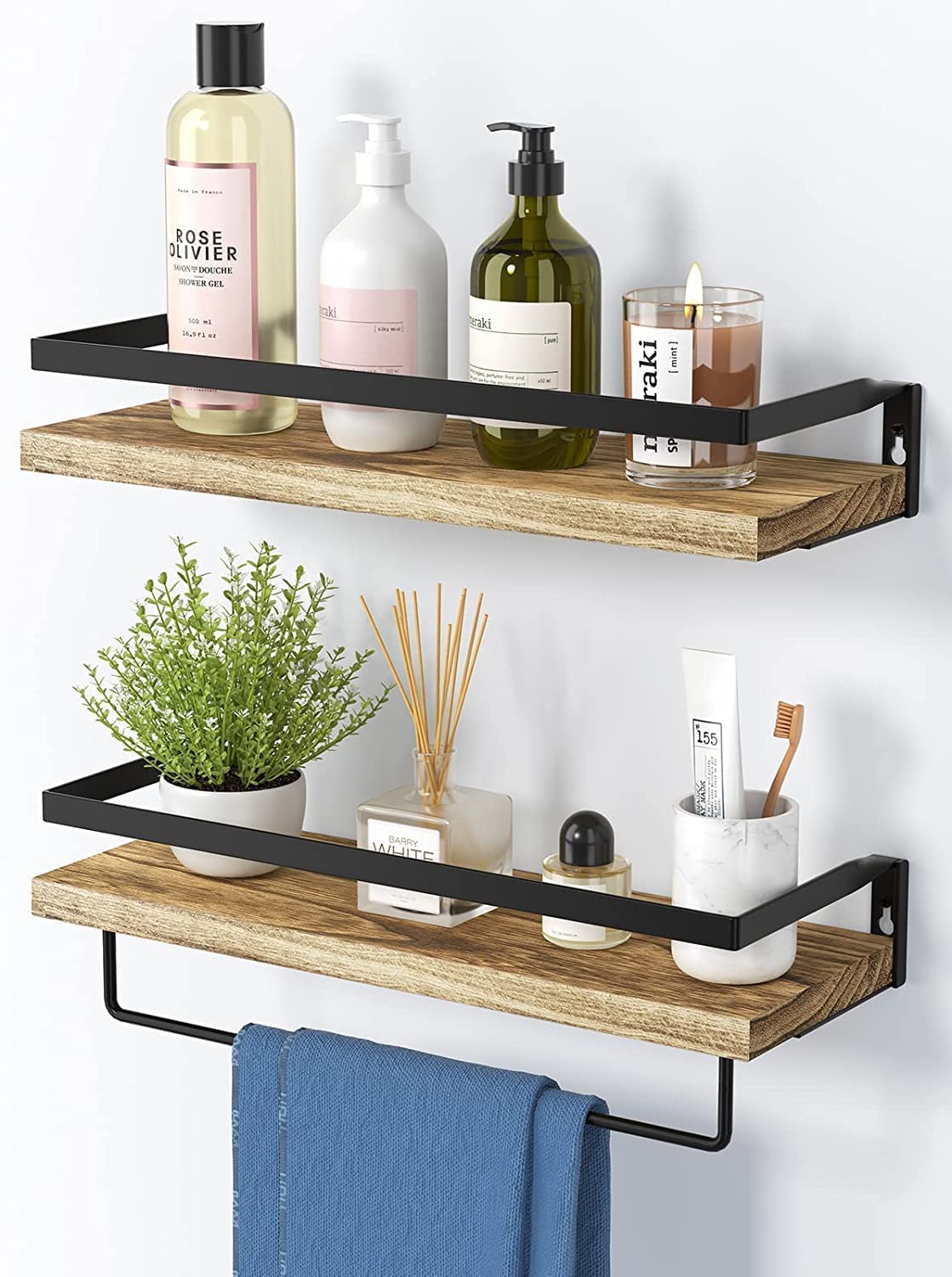 Allkartz Bathroom Rack | Wooden Wall Shelf | Bathroom Organizer | Shelf for Wall | Wooden Shelf Set of 2 for Living Room Bedroom Kitchen Bathroom Accessories Set for Home L17.32 x W6.29 x H4.13 Inch (B0BVK4XLMP) Amazon Price History, Amazon Price Tracker
