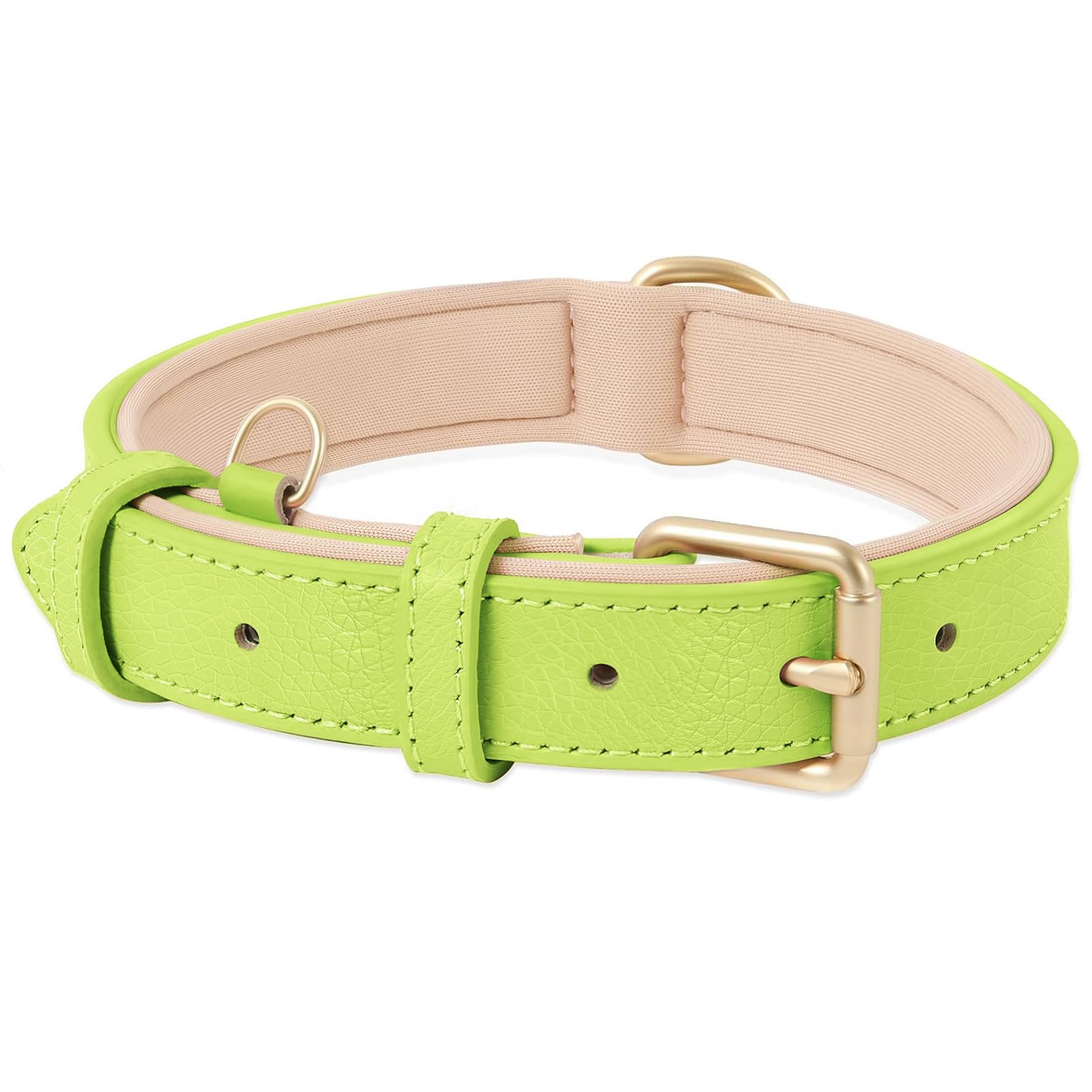 HEELE Collar de Perro Cómodo y Duradero, Ajustable y con Acolchado Suave, Collar de Cuero Perros de Raza Pequeña medianos y Grandes, Verde Césped, XS | XS-Cuello: 25-31cm, Collar de Cuero Perros de Raza Pequeña medianos y Grandes, Ajustable y con Acolchado Suave, Cómodo