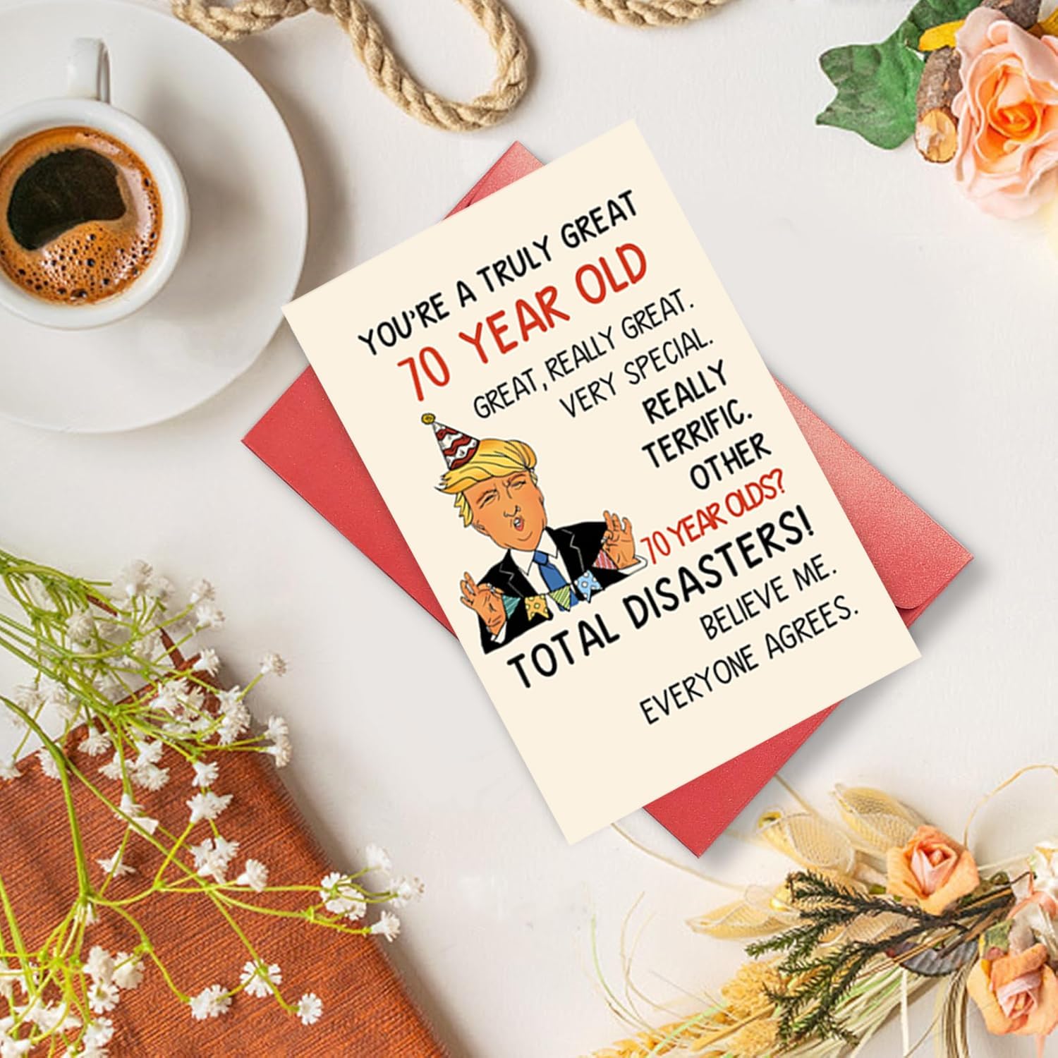 Funny Trump 70th Birthday Card for Women Men, Humor Donald Birthday Gifts for 70 Year Old Men Women, Happy 70th Birthday Decorations for Dad Mom Grandpa Grandma - Image 7