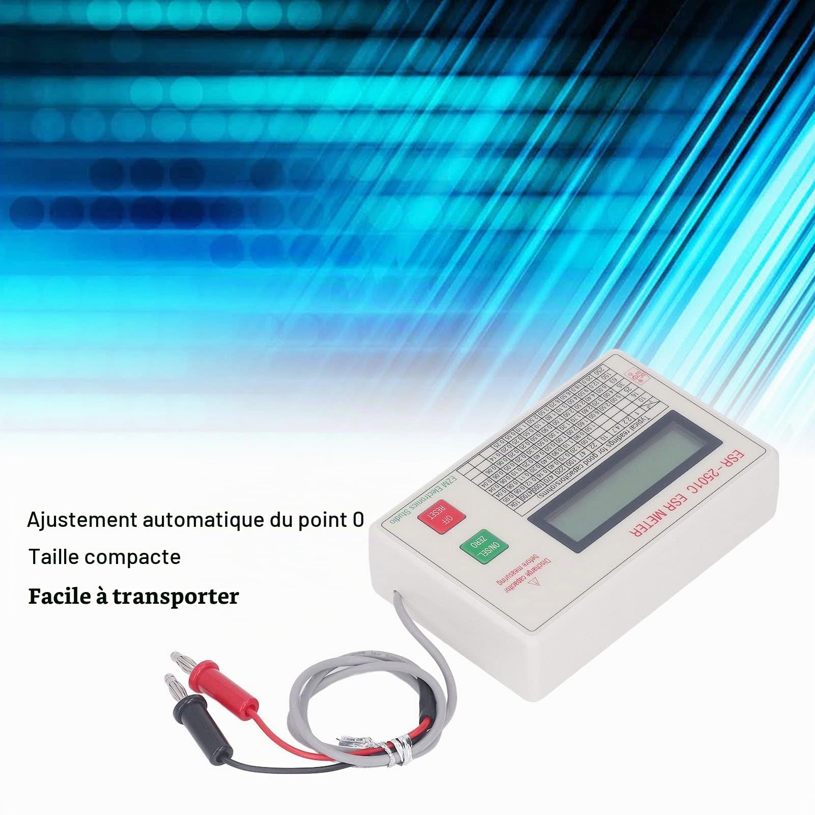 Testeur de condensateurs ESR, Capacimètre numérique de poche à écran LCD, arrêt automatique, testeur de circuits ESR, testeur de circuits électriques.
