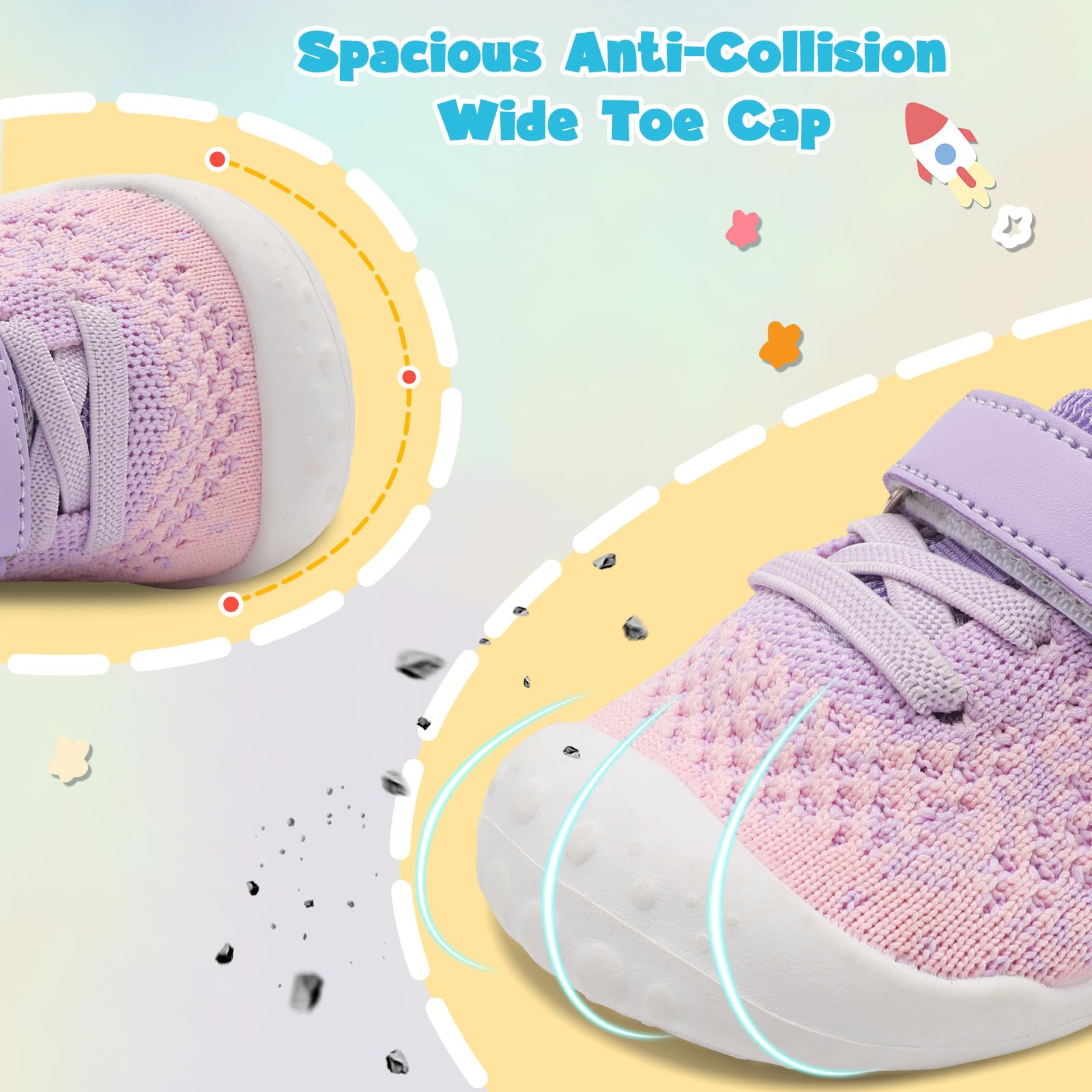 LeIsfIt Baby Boys Girls Shoes First Walking Shoes Infant Sneakers Crib Shoes Lightweight Breathable Shoes Pink Purple 12-18 Months