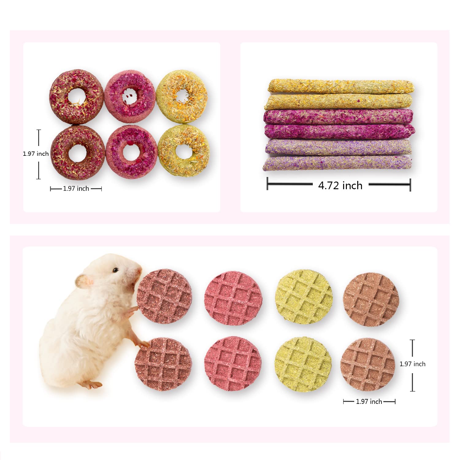 Kaninchen-Kauspielzeug, 20 Stück, verschiedene Geschmacksrichtungen, Meerschweinchen-Spielzeug und Meerschweinchen-Spielzeug für Kaninchen, hilft Nagetierzahnpflege, fördert die
