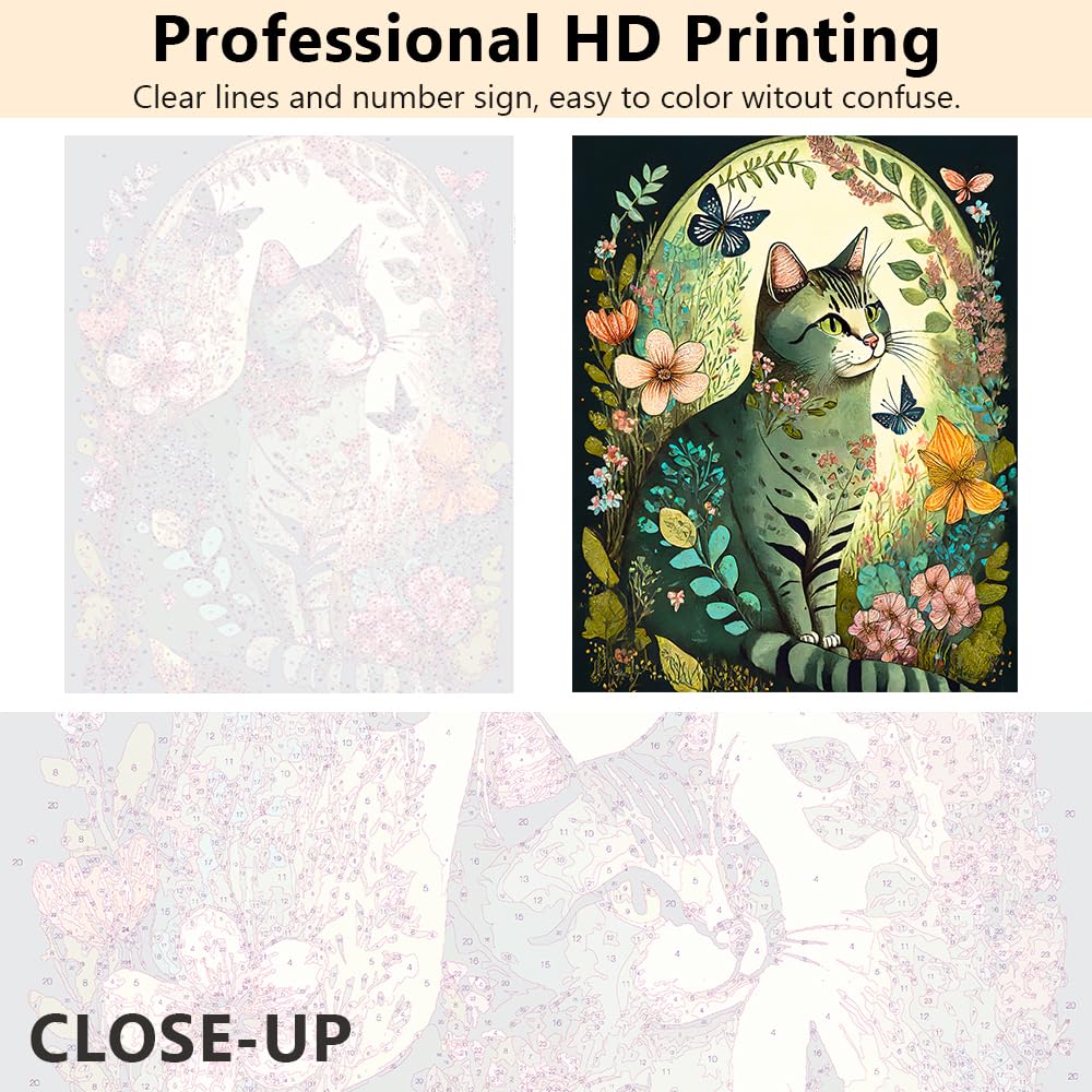 Malen Nach Zahlen Set Für Erwachsene - Vollständig Gerahmte Katzen-Leinwand Mit Allem Zubehör