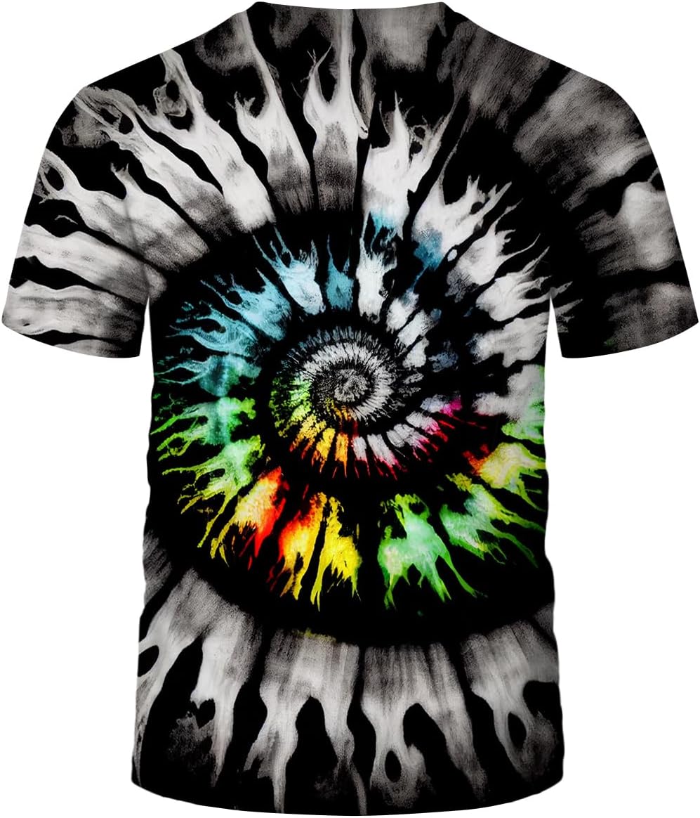 Lurhonp Unisex Tie Dye Crew Neck Short Sleeve T-Shirt - Image 2