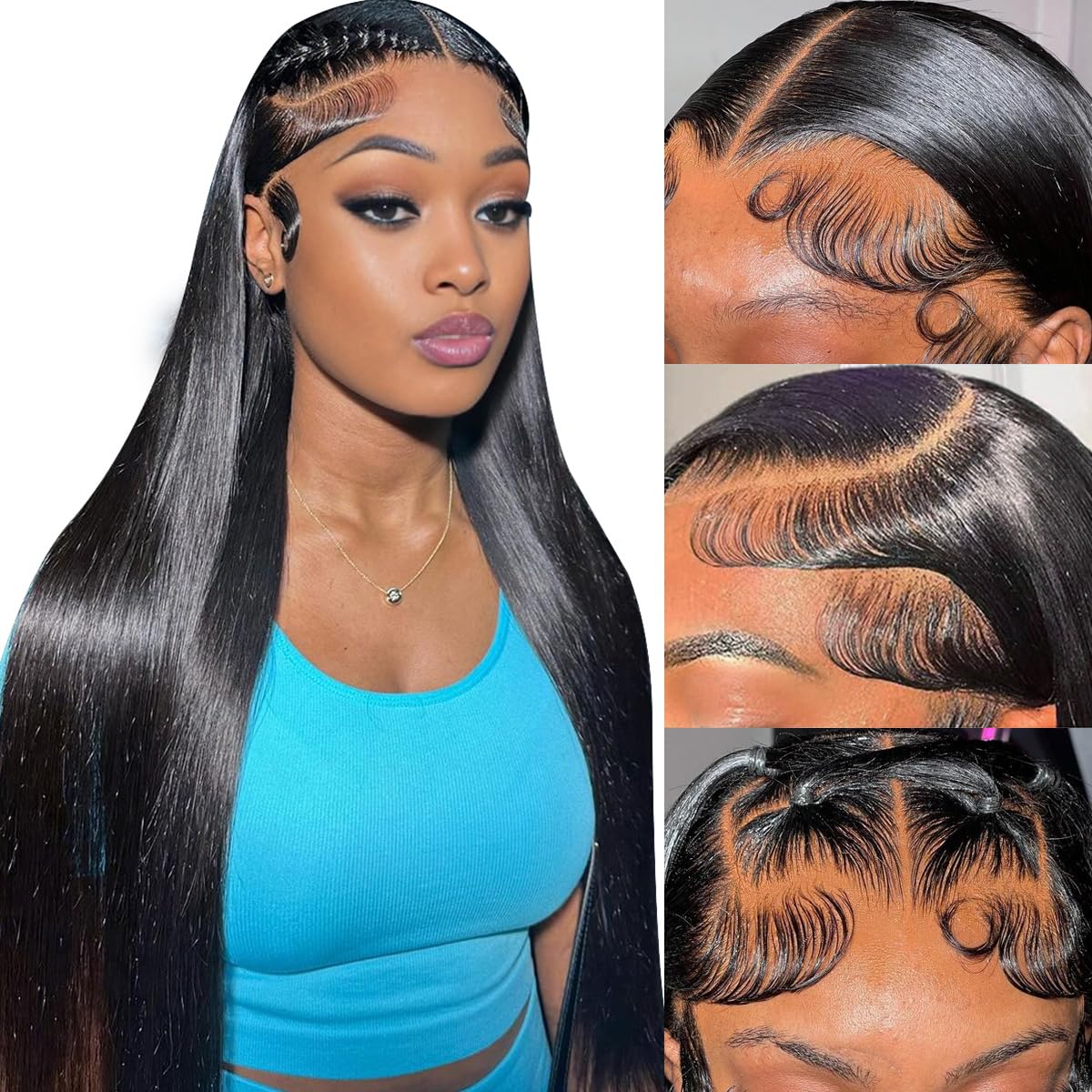 13x6 Lace Front Wigs Human Hair Straight 180% Density Glueless Pre Plucked Lace Front Wigs Human Hair 13x6 Straight Human Hair Wigs for Women HD Lace Frontal Wigs 20 Inch Straight Wigs