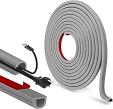 Goulotte Passe Cable adhésif Cache Cable TV Mural Semi-circulaires Cache Fil Electrique Flexible goulotte Electrique pour Le Sol Mural (Gris, 7mm×14mm×1m)