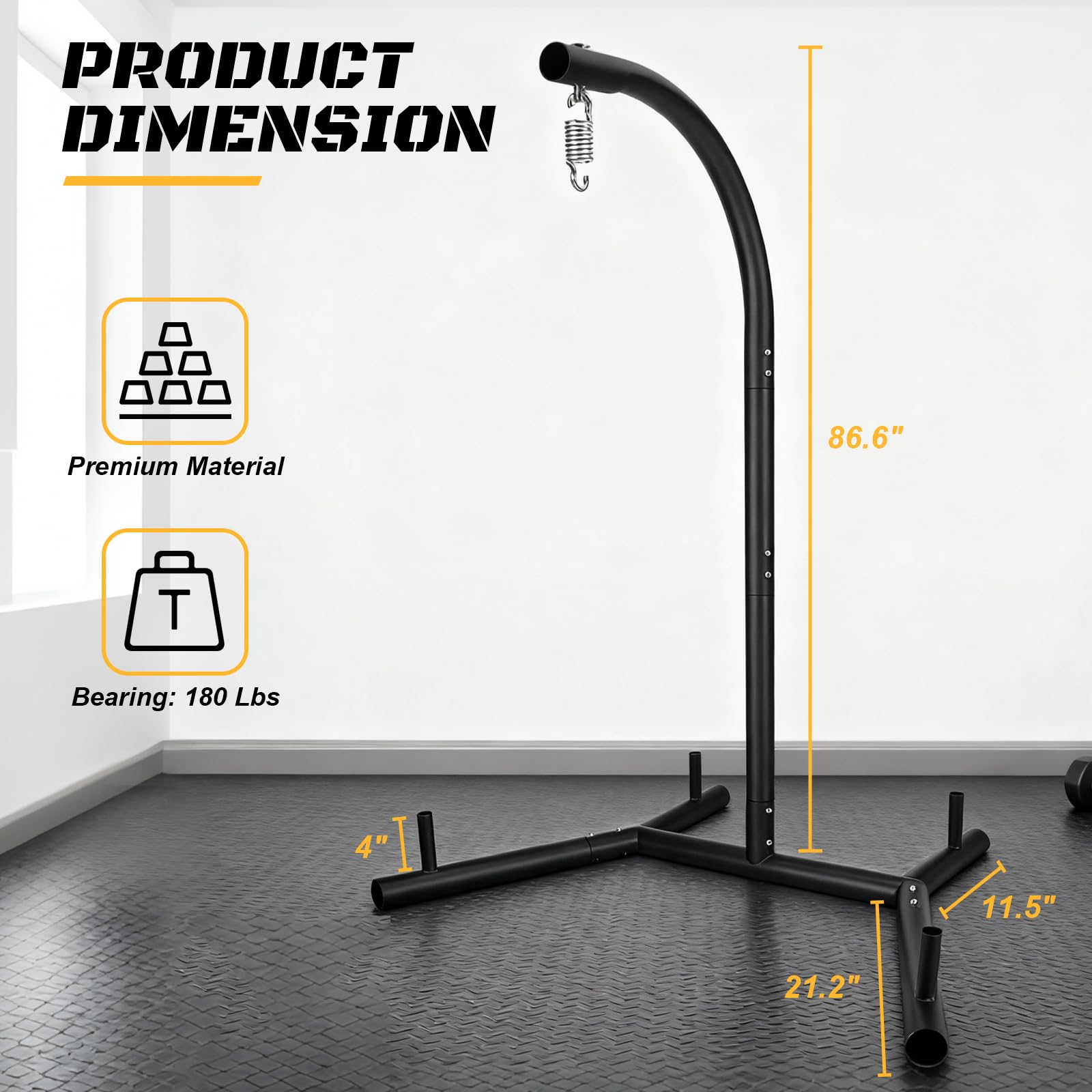 NZQXJXZ Support de Sac de Frappe, Support de Boxe Robuste, Support Métallique pour Sac de Sable, Équipement d’Entraînement Autoportant Durable jusqu’à 180lbs pour Maison & Salle de Sport, Support Seul