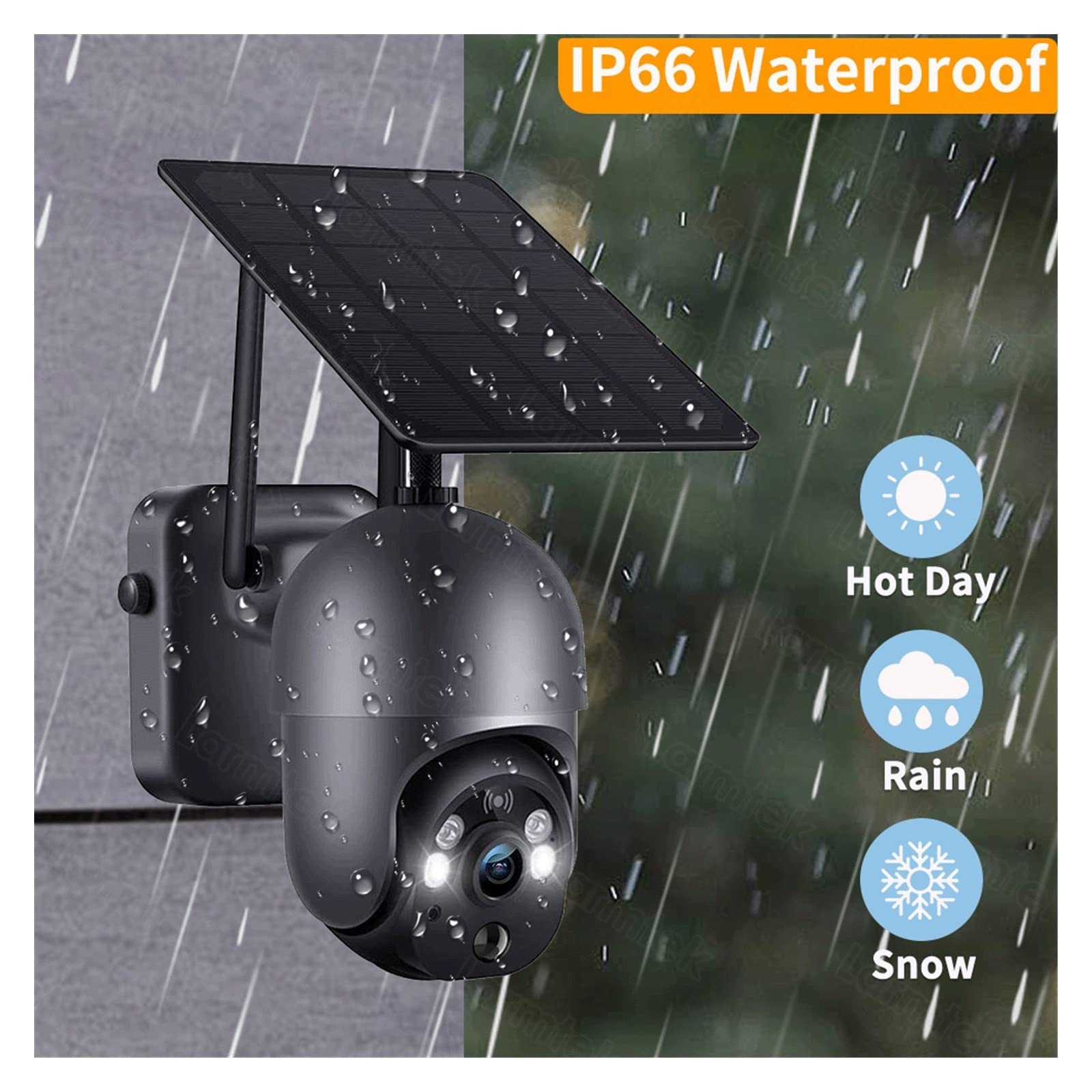 cámara de seguridad gran angular, Cámara IP solar 4G 4MP HD Batería incorporada Vigilancia CCTV de larga espera Cámara inalámbrica Reflector for exteriores Detección de movimiento 2K con diseño de amp
