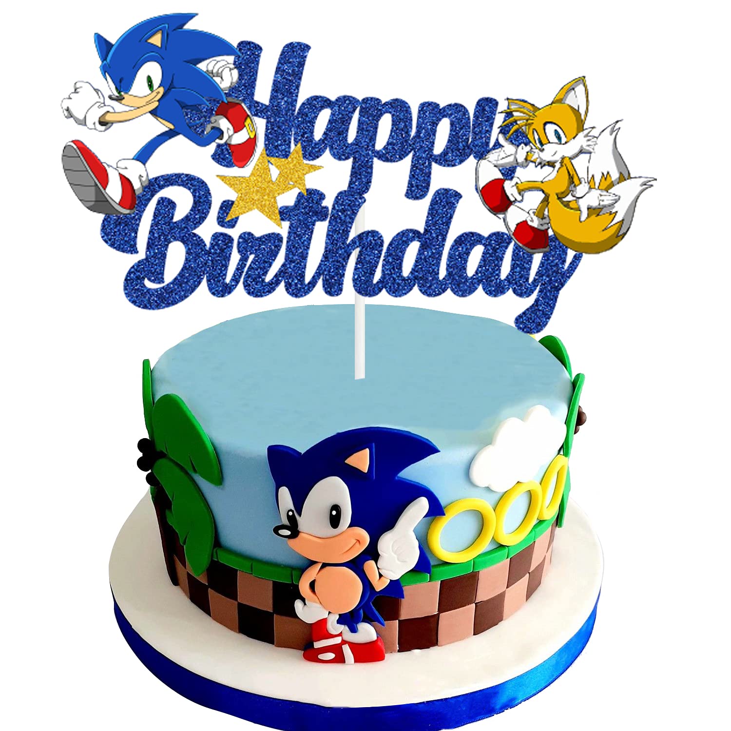 Buy GZDUCK Blue Hedgehog Happy Birthday Cake Topper Sonic Birthday 