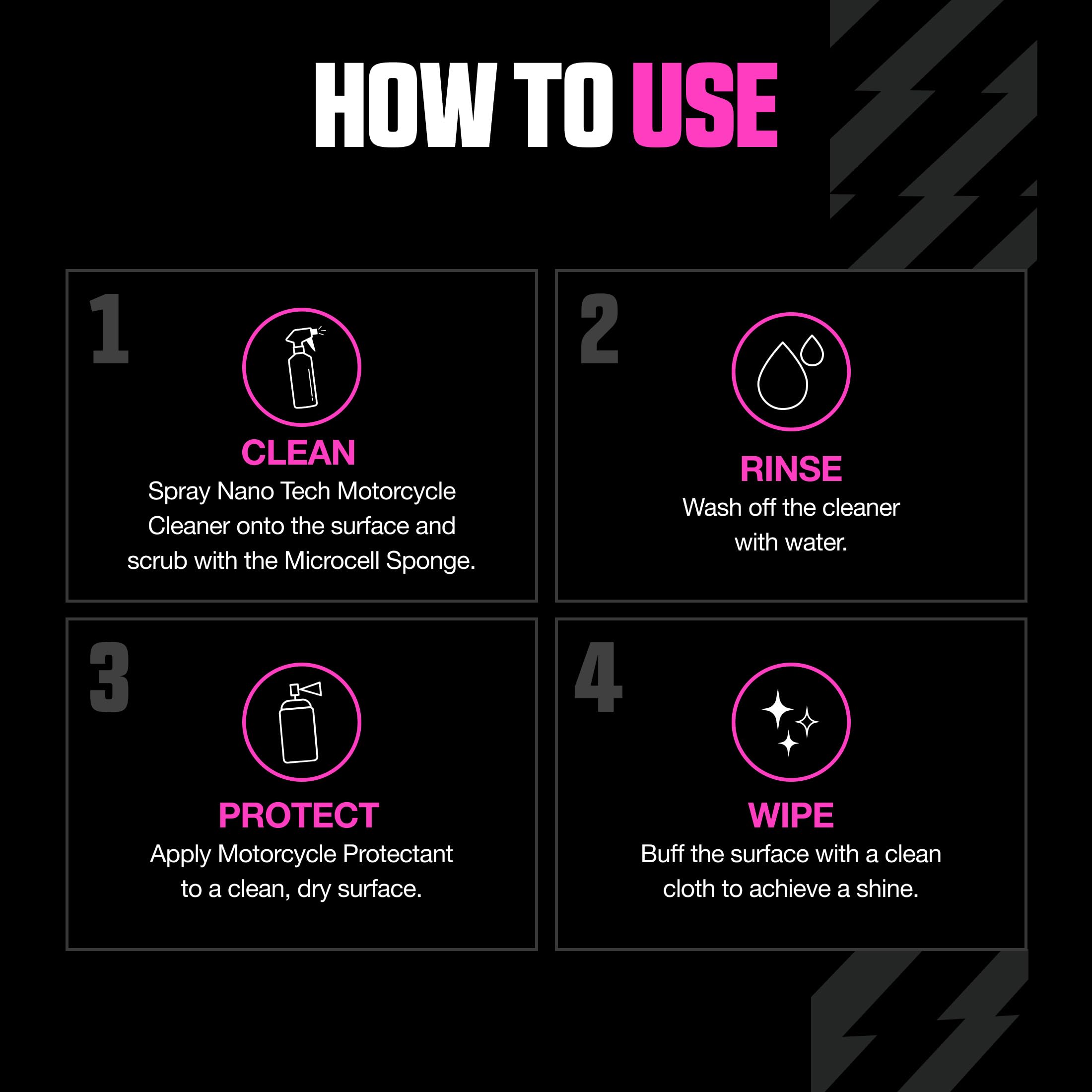 Muc-Off Kit de limpieza de Motos - Imprescindibles para Limpieza y Mantenimiento - Incluye Limpiador de Motos, Protector de Moto y Más