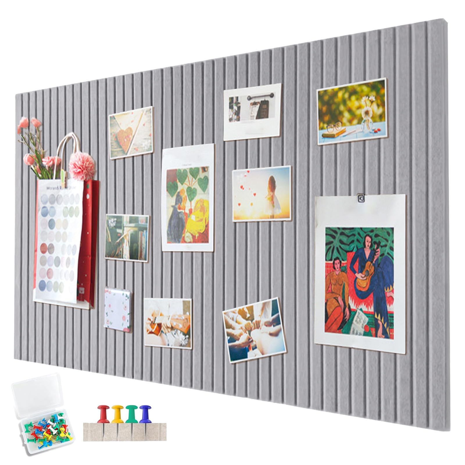 Large Felt Notice Board, Self-Adhesive, 60 x 40 cm Felt Board, Decorative Felt Notice Board, 0.9 cm Thick, Foldable Photo Board, Memo Boards, Bulletin Board, Wall Decoration for Office, Kitchen