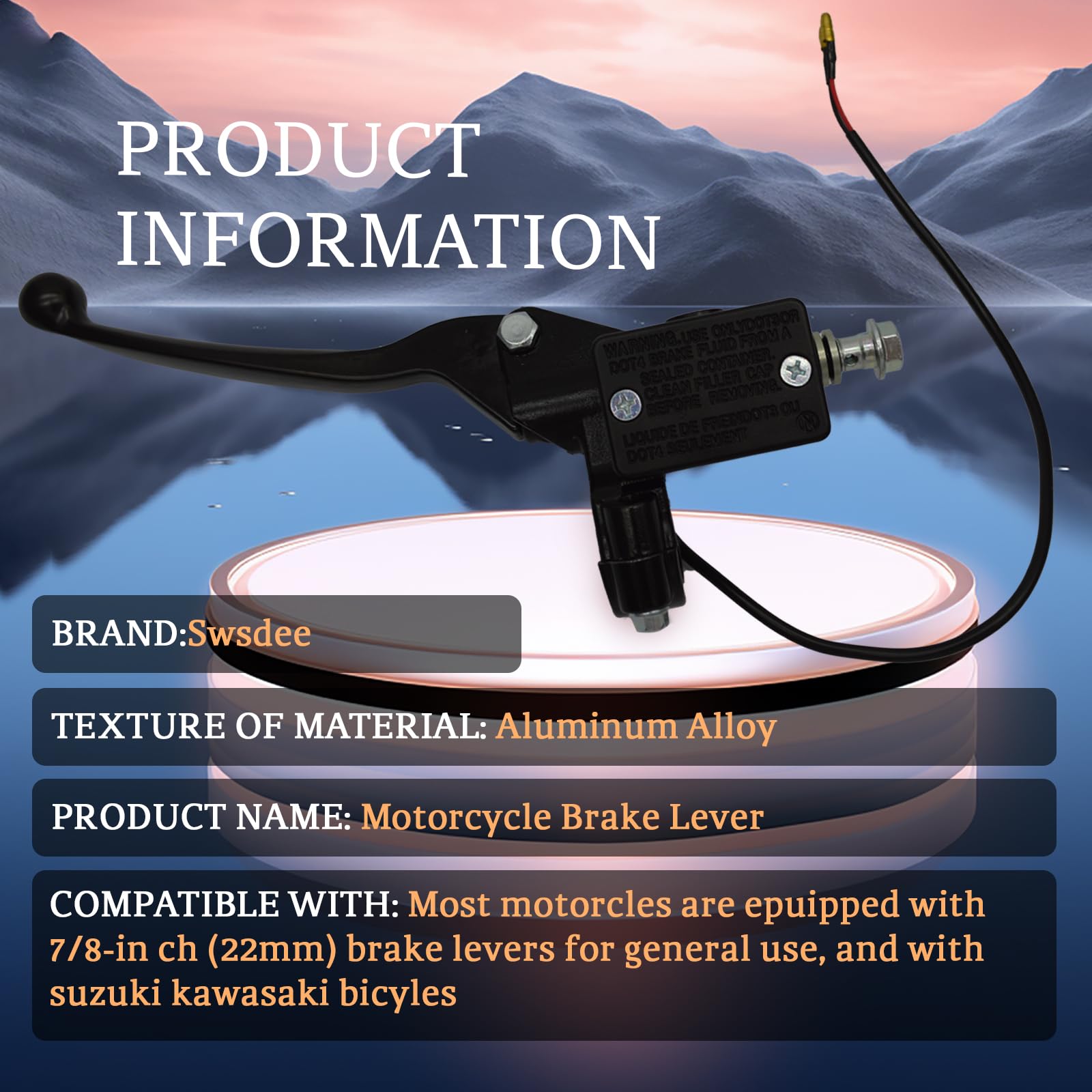 Pompe À Levier Hydraulique avec Maître-Cylindre de Frein de Moto,1 Paire de Levier de Maître-cylindre D'embrayage de Frein 22 Mm Noir pour Gy6 50cc 110cc 125cc 150cc 250cc Scooter