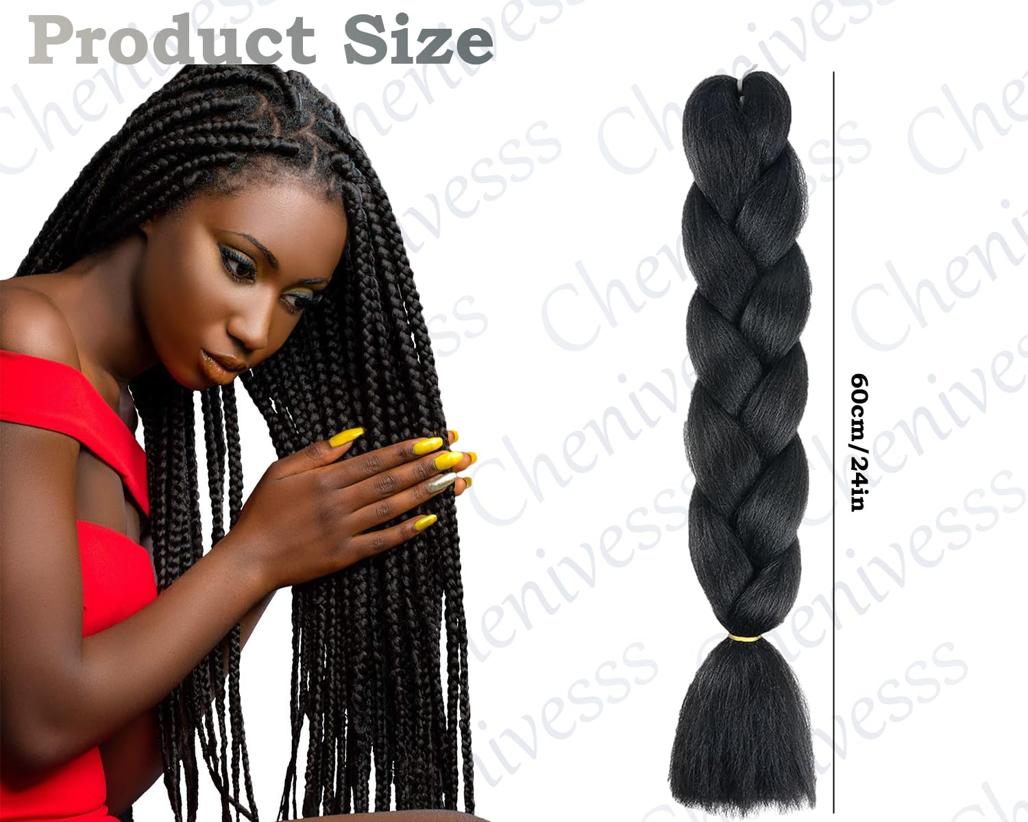 3 Pcs /300g 24 Inch Jumbo Braiding Hair, Braid Hair Extensions Synthetic Wig - Image 2