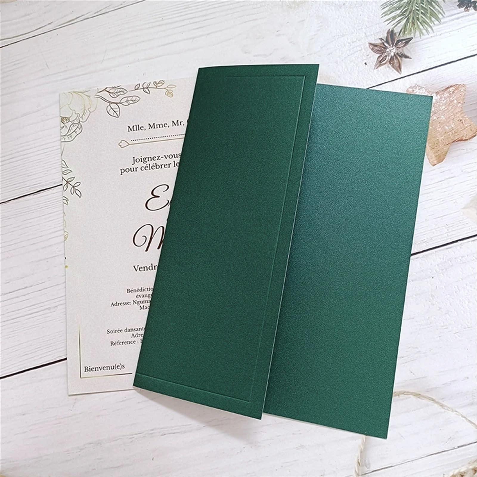 Hochzeitseinladungskarten 50 Stück Smaragdgrünes Papier for Hochzeitsfeier-Einladungskarten, Einband, kein Innenblatt, kein Umschlag, kein Wachssiegel, kein Band, keine Blume(Grass Green Matt)