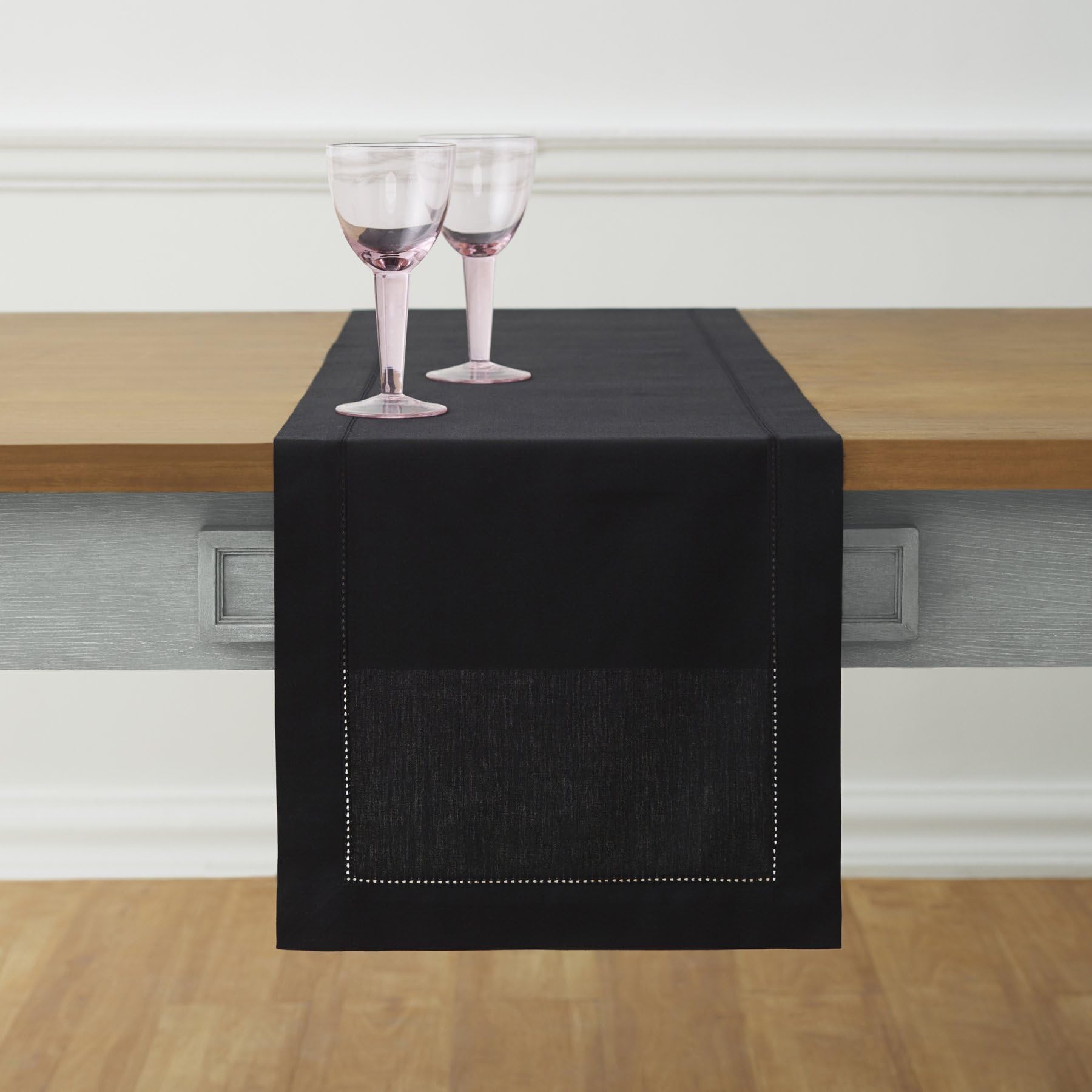 Solino Home Czarny bieżnik na stół o długości 300 cm – bawełniany lniany bieżnik na stół do jadalni, 35 x 300 cm, idealny na ślub, imprezy, wiosnę, Dzień Matki, dekoracje wielkanocne