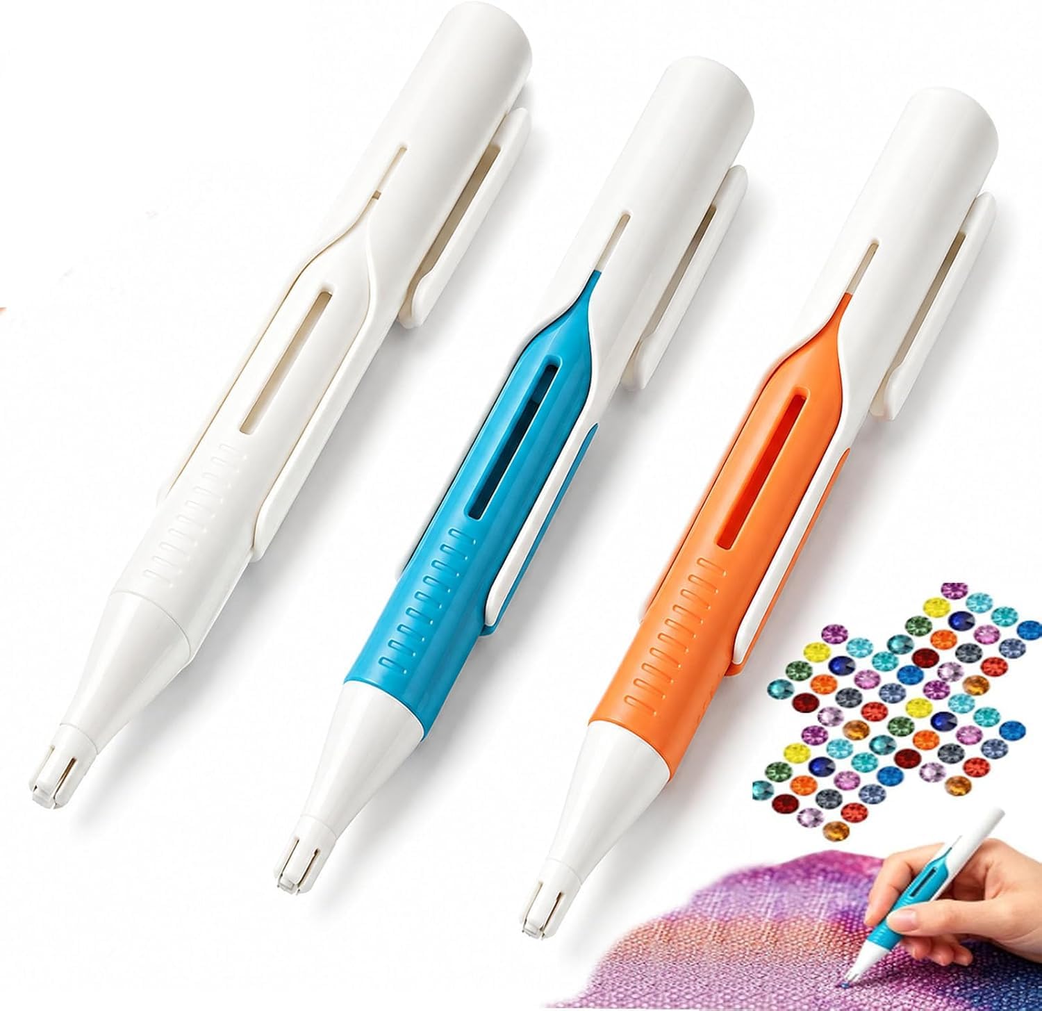 Automatic Diamond Painting Bead Dispenser for 2.8mm Round Drills,No Wax Auto Bead Picker Tool with Comfortable Grip,Ergonomic Automatic Diamond Painting Pen for Tools,Diamond Art Accessories Set (3PC)
