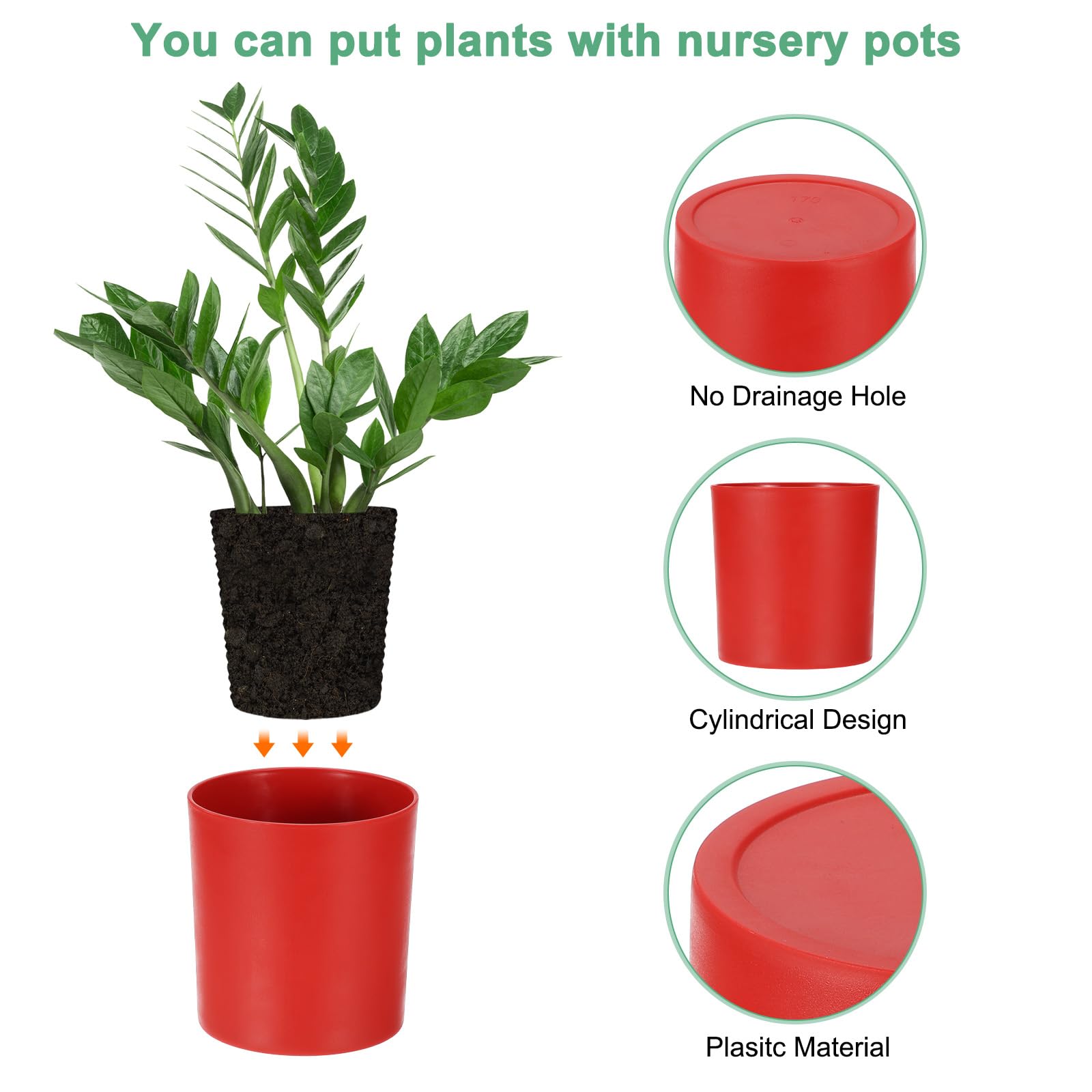 M METERXITY 2-Pack Plastic Plant Pots - Image 2