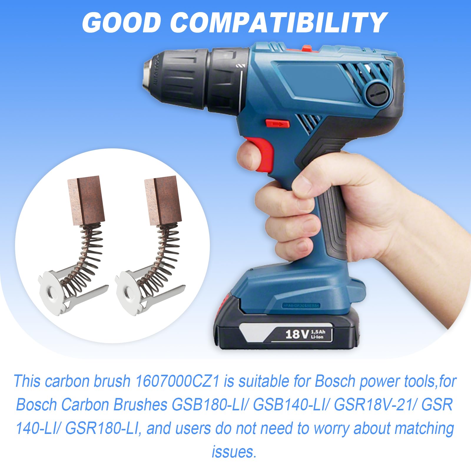 2 Escobillas De Carbón Para Bosch GSR 18V-21 – Repuesto 1607000CZ1 (Hobbypower24)